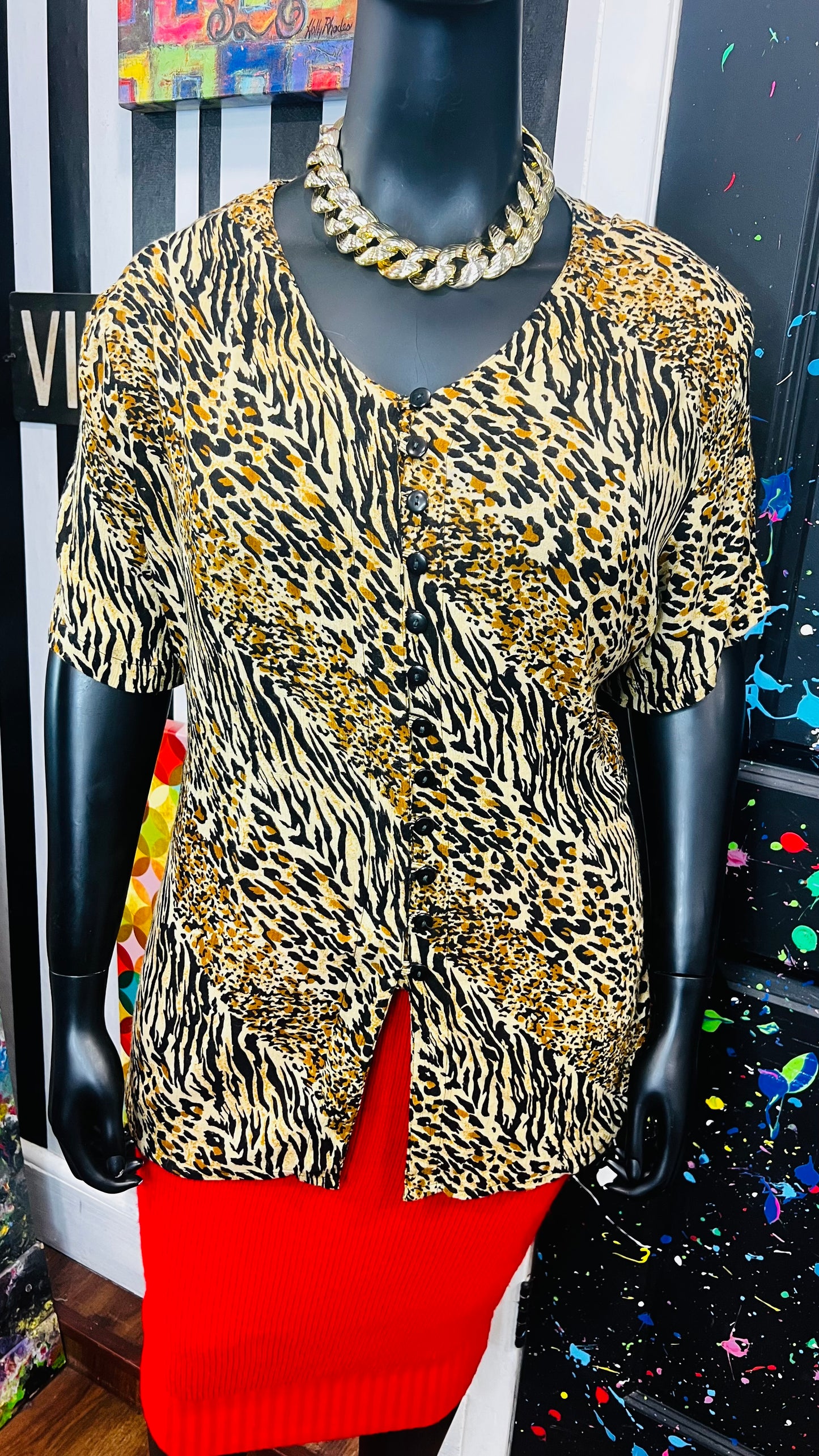 Vintage Rayon Animal Print Blouse (20)