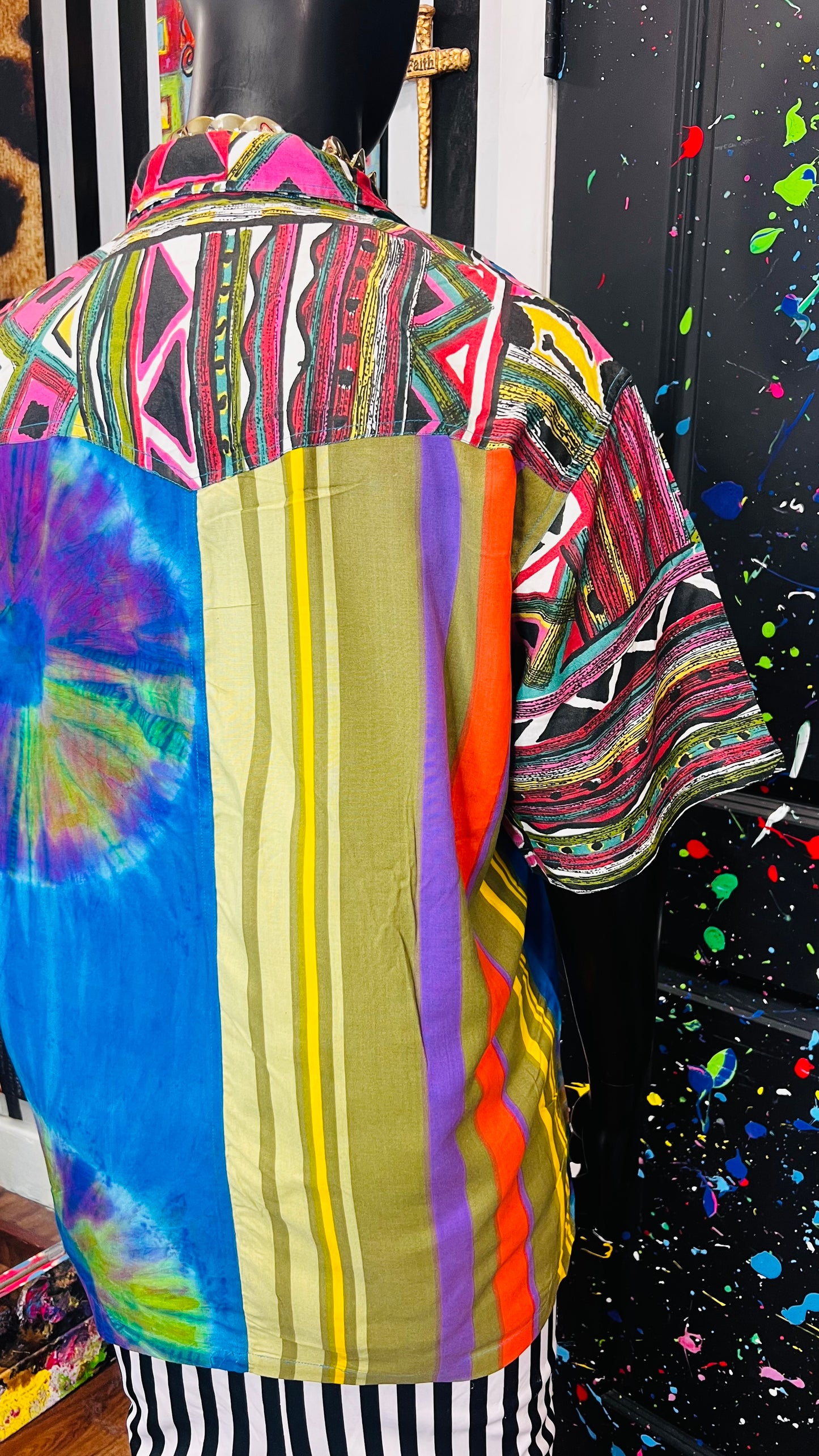 Vintage Abstract Mix Print Blouse (18)