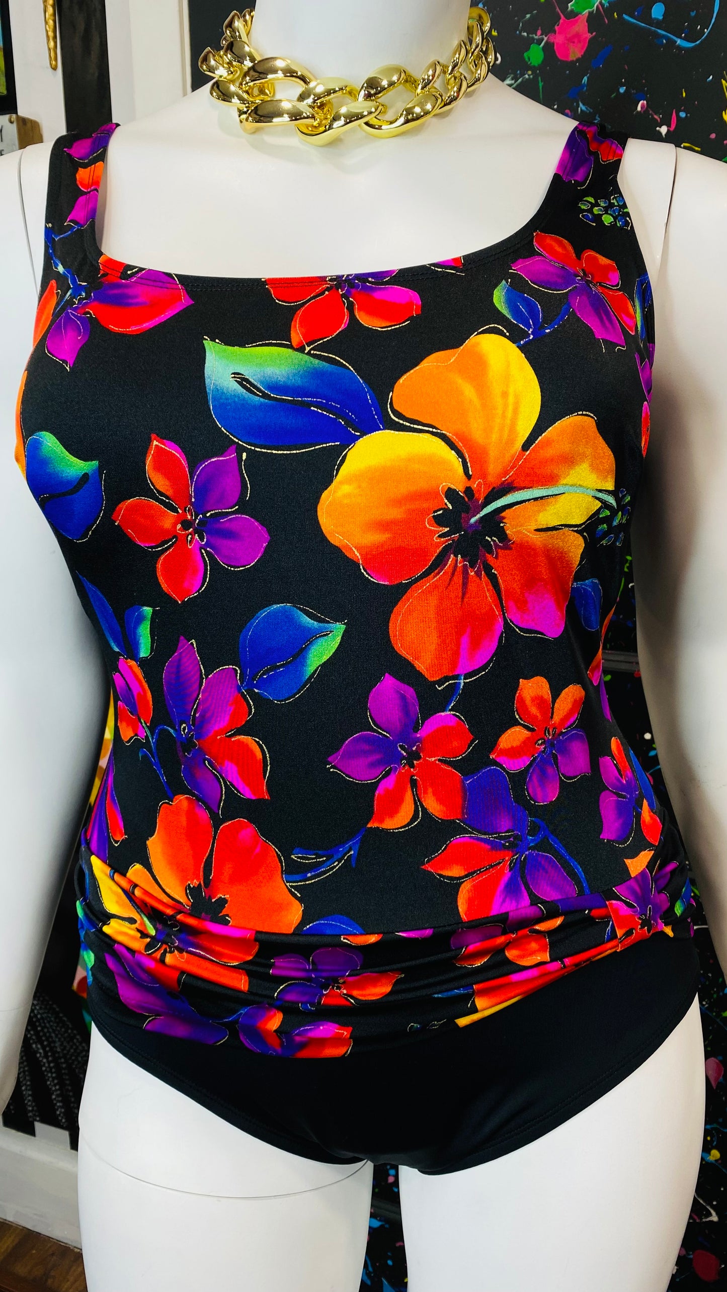 Vintage Vibrant Floral Swimsuit (16/18)