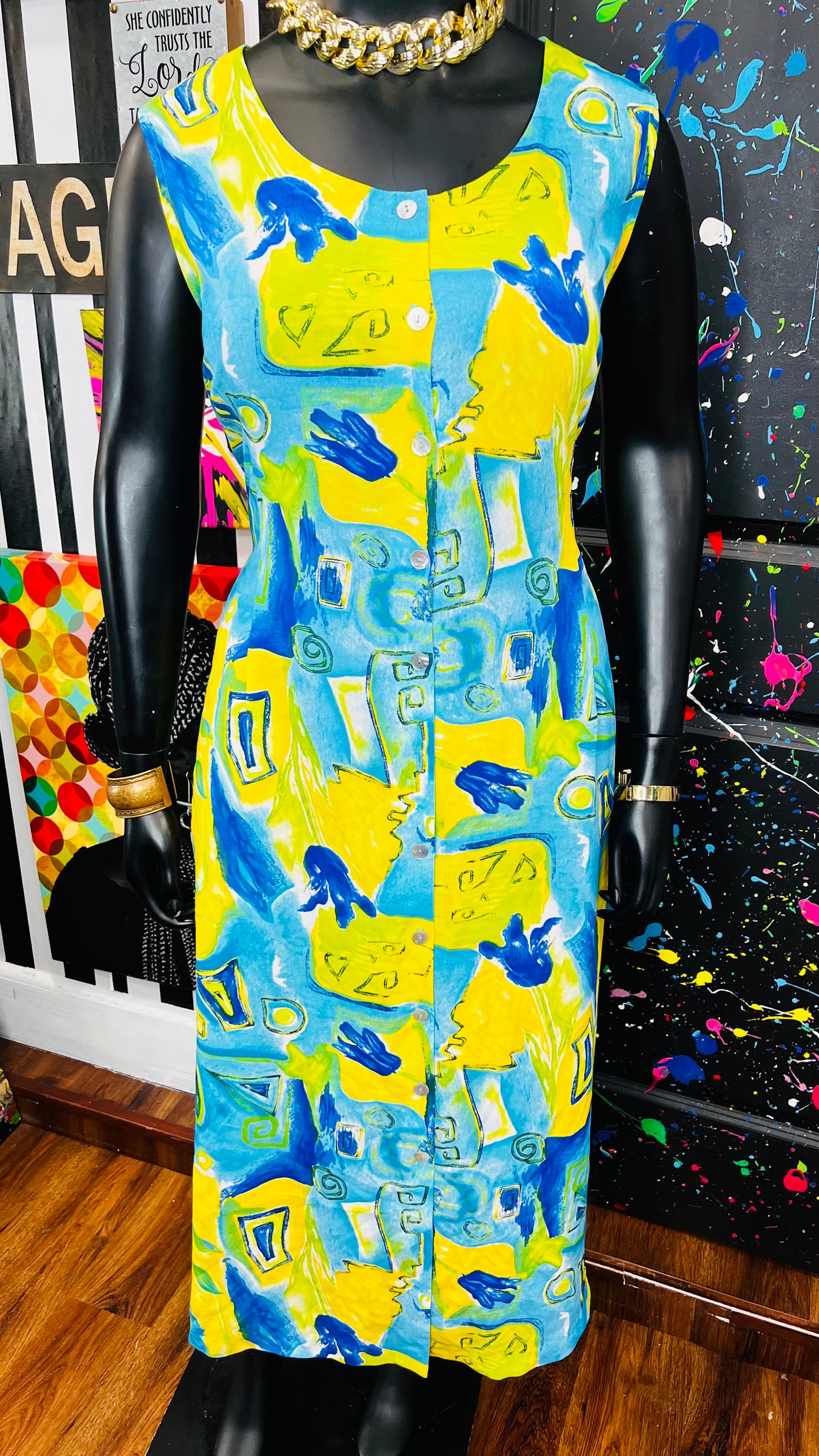 Vintage Abstract Sleeveless Spring Dress (18)