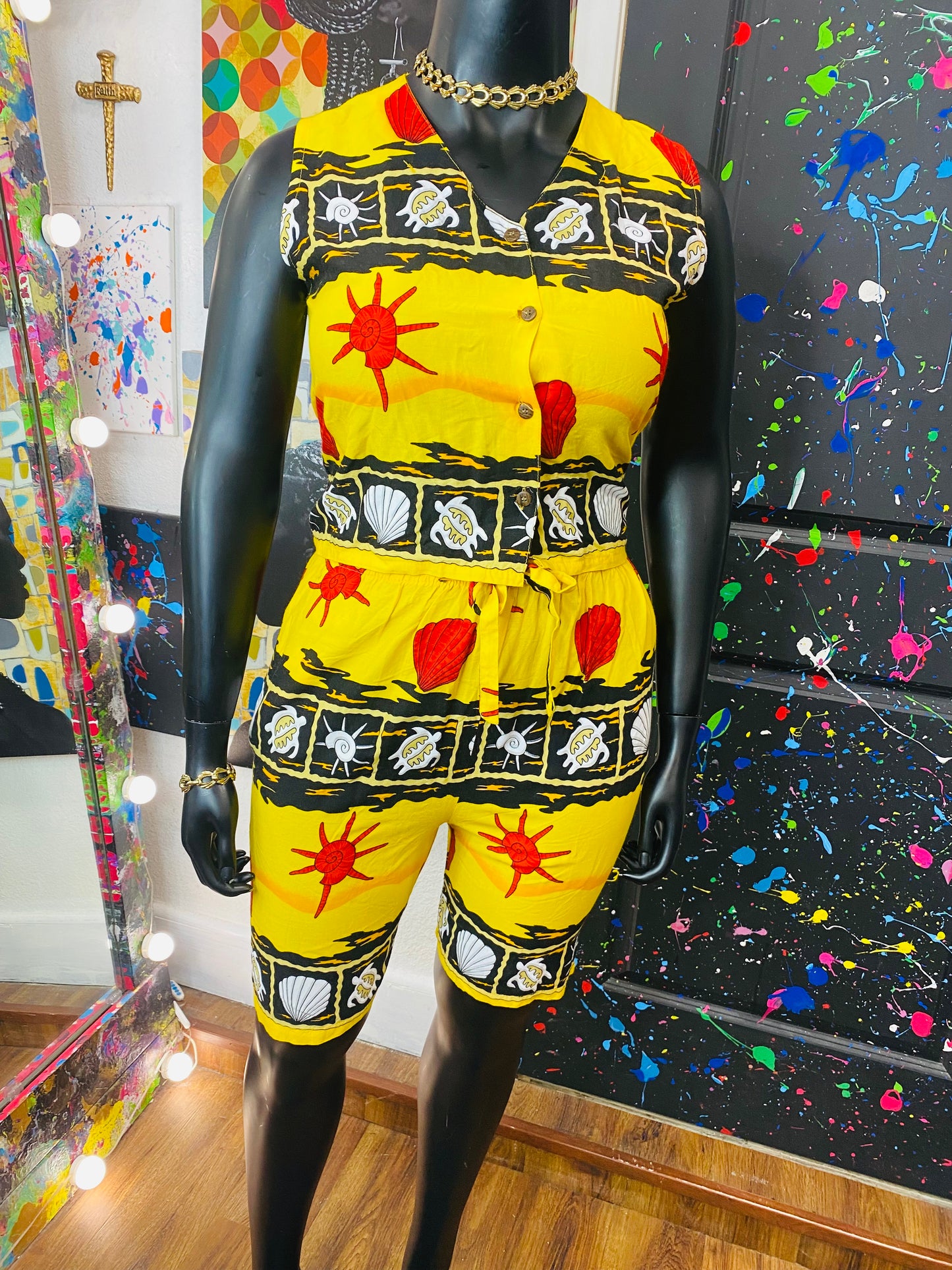 Vintage 2pc Caribbean Fun Shorts Set