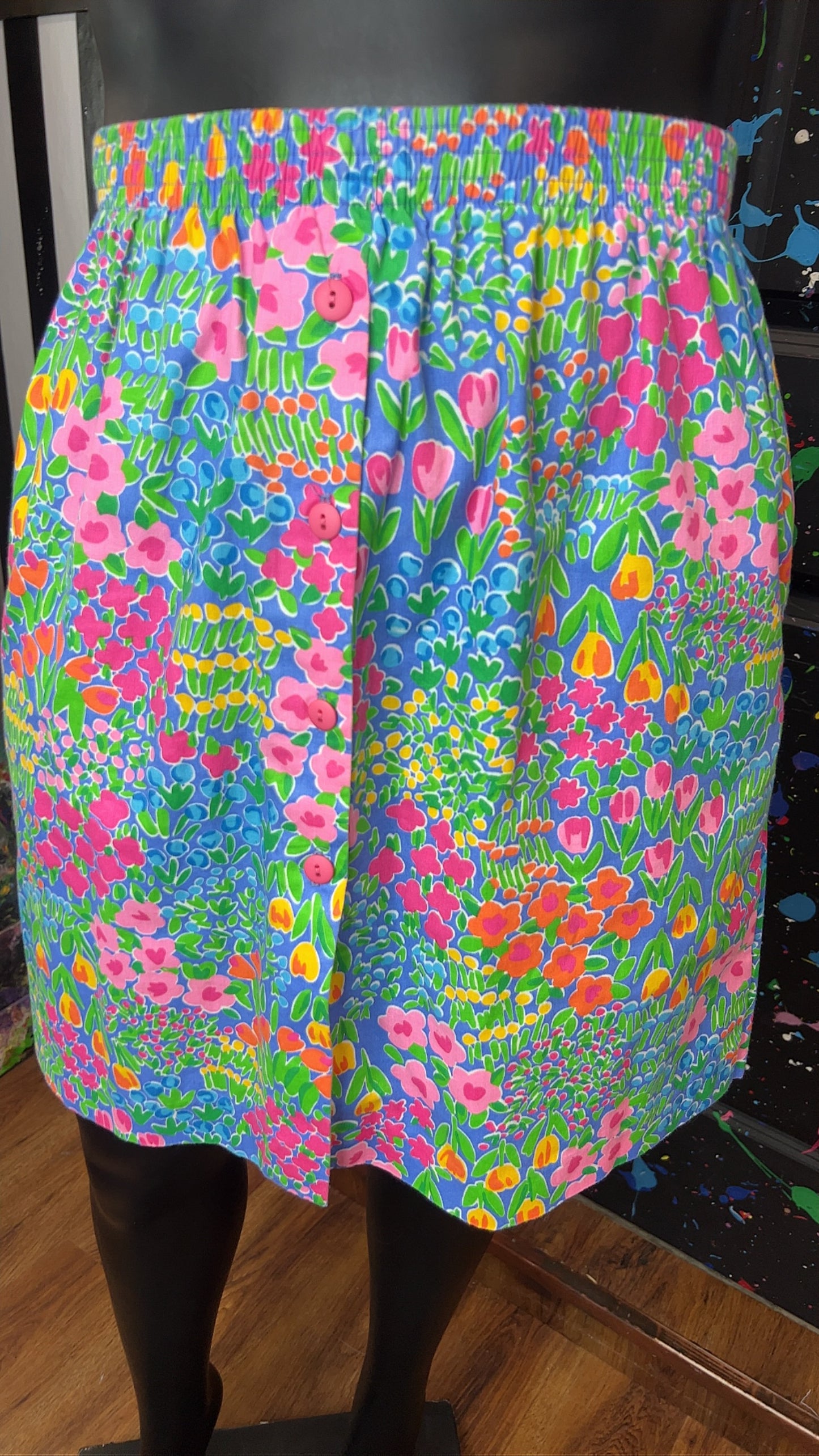 Vintage Floral Button Down Front SKORT (14/16)