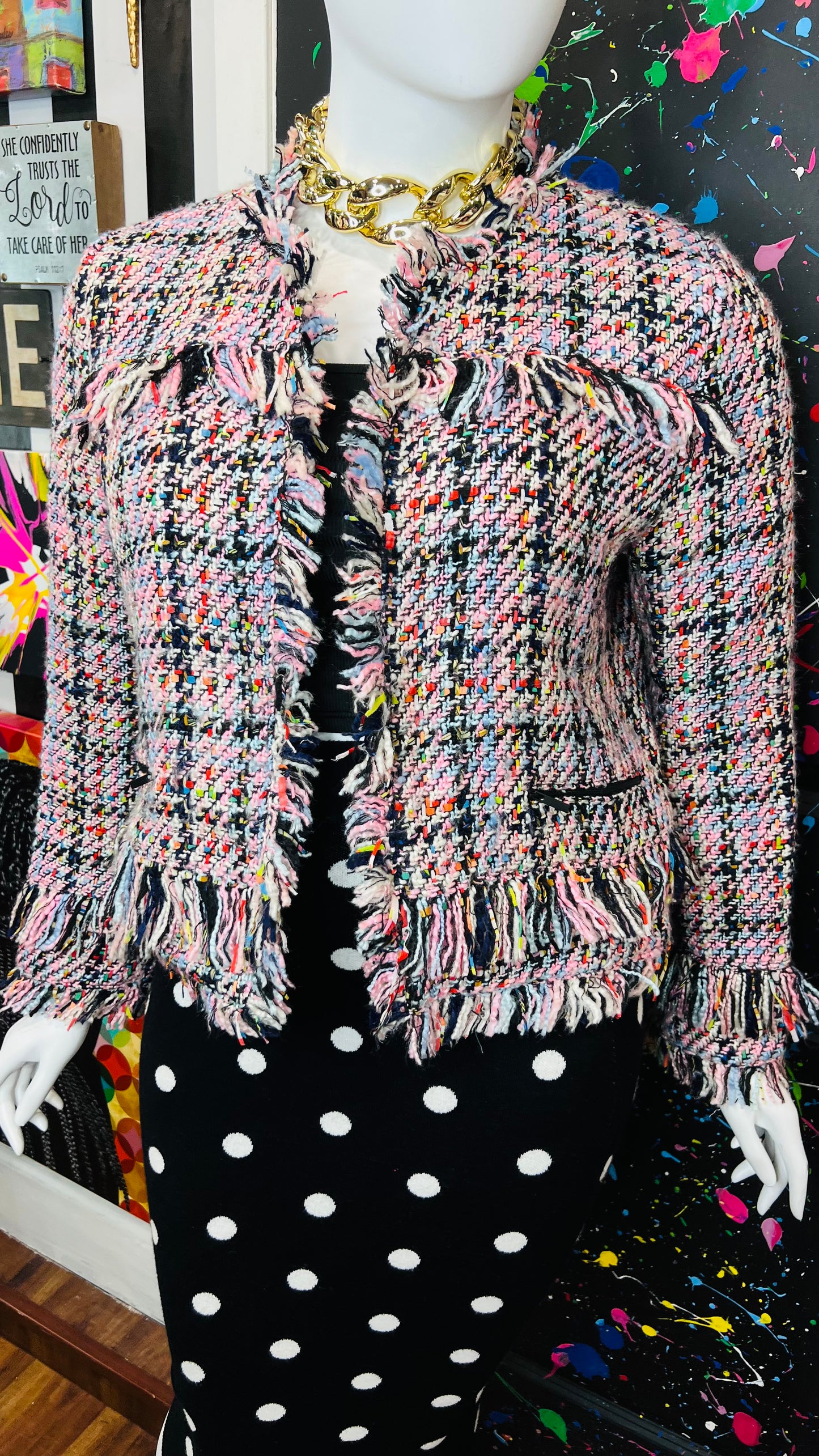 Tweed Multicolored Cropped Blazer (18)