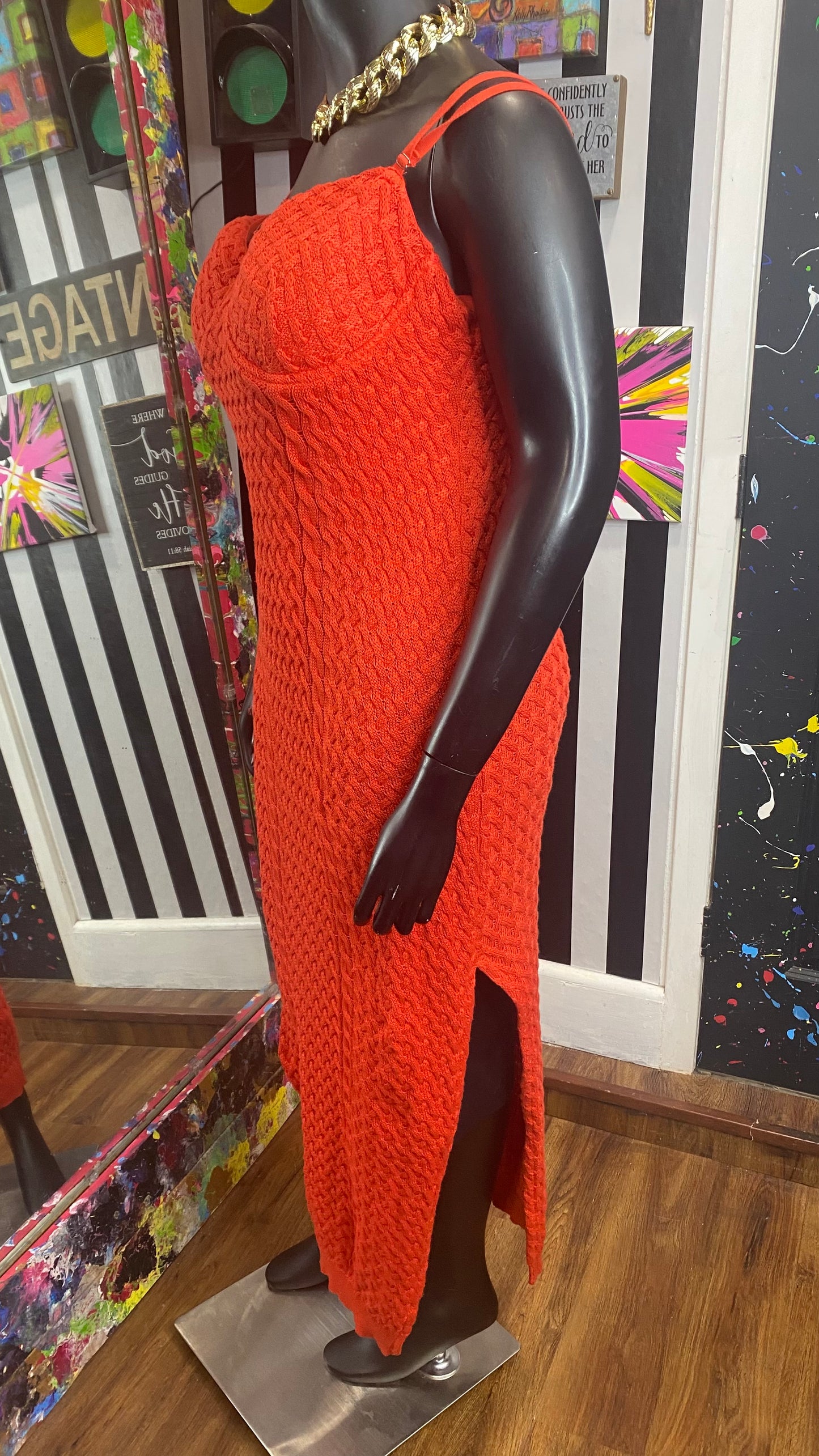 Crochet Orange Dress (14)