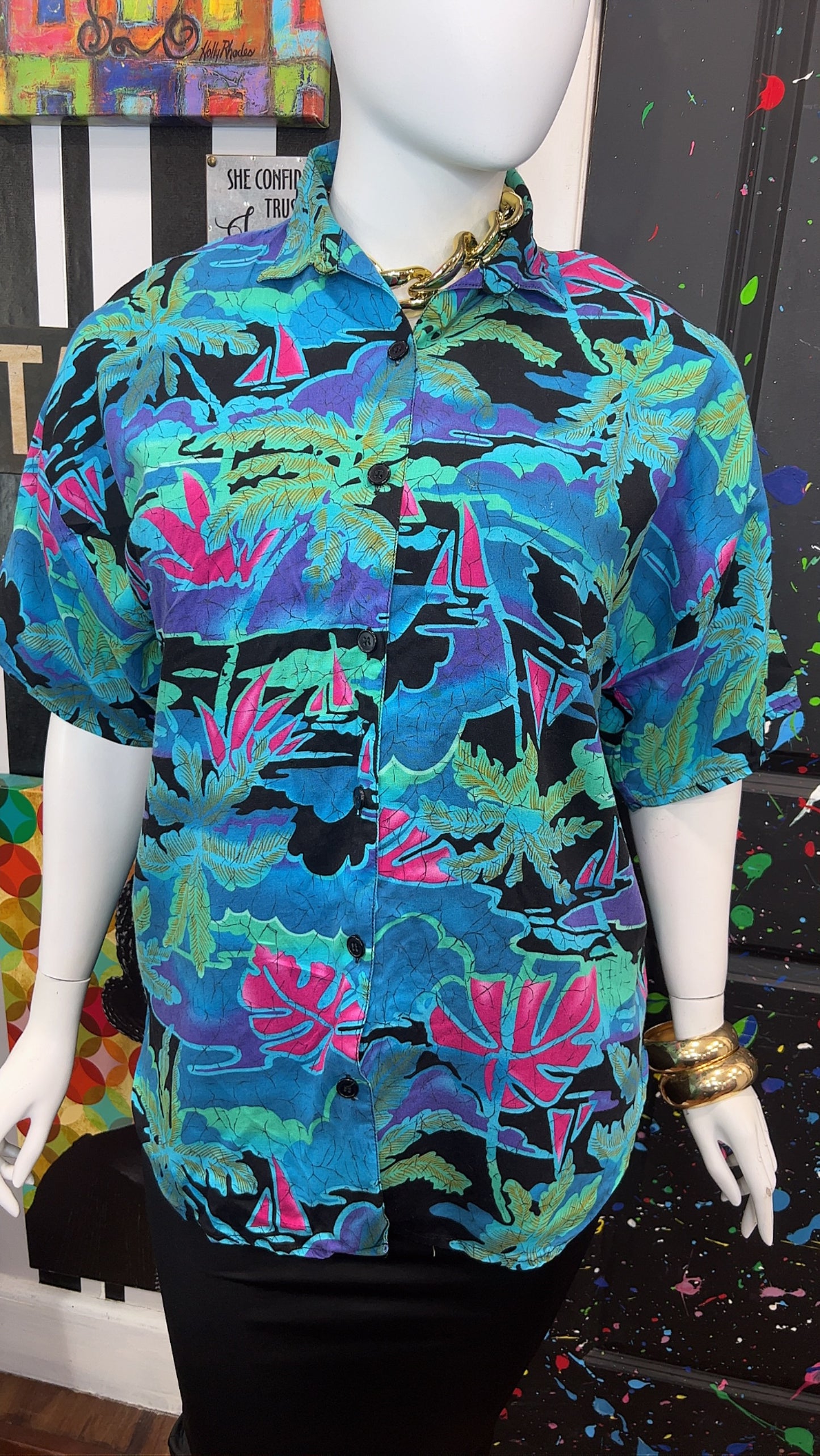 Vintage Rayon Floral Blouse (22)