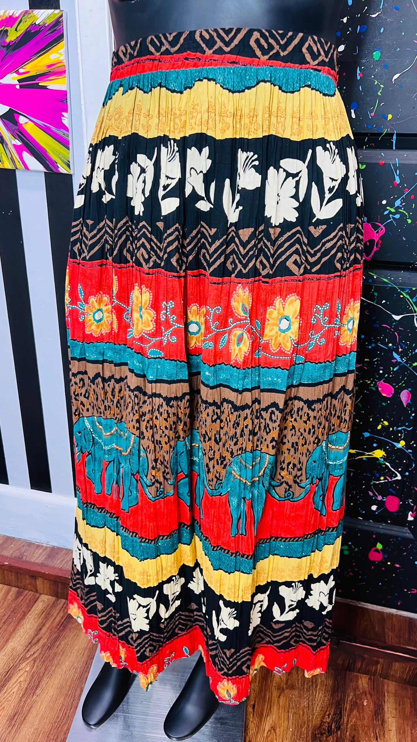 Vintage Rayon Tribal Print Skirt (22/24)
