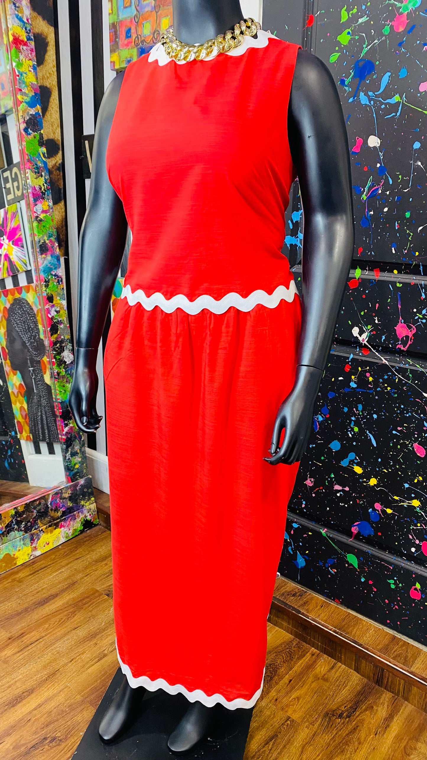 Red & White Skirt Set (14)