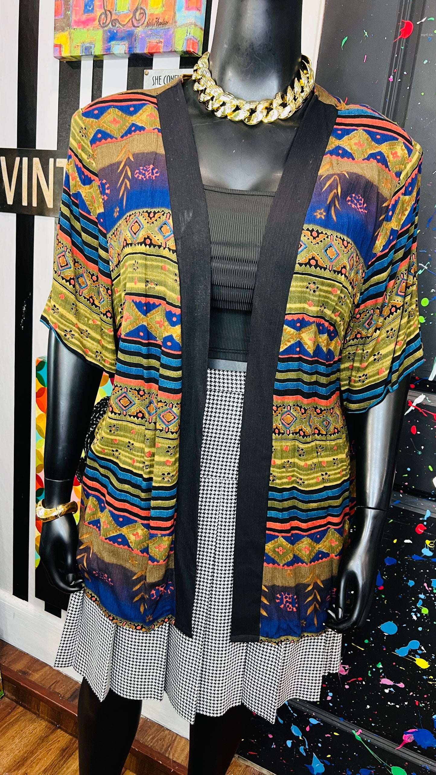 Vintage Rayon Short Sleeve Duster (24W)