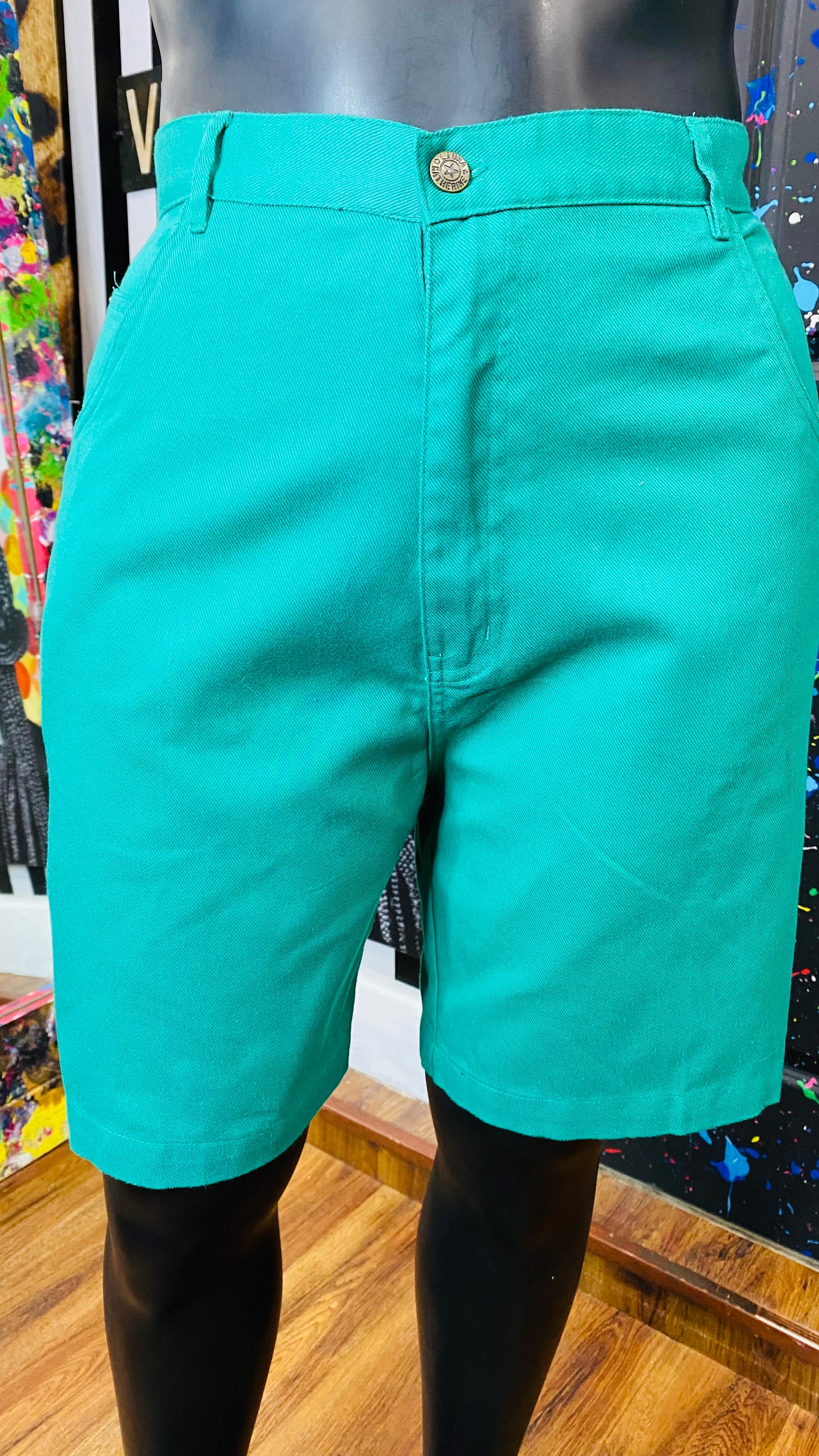 Vintage Teal Green Denim Shorts (22W)