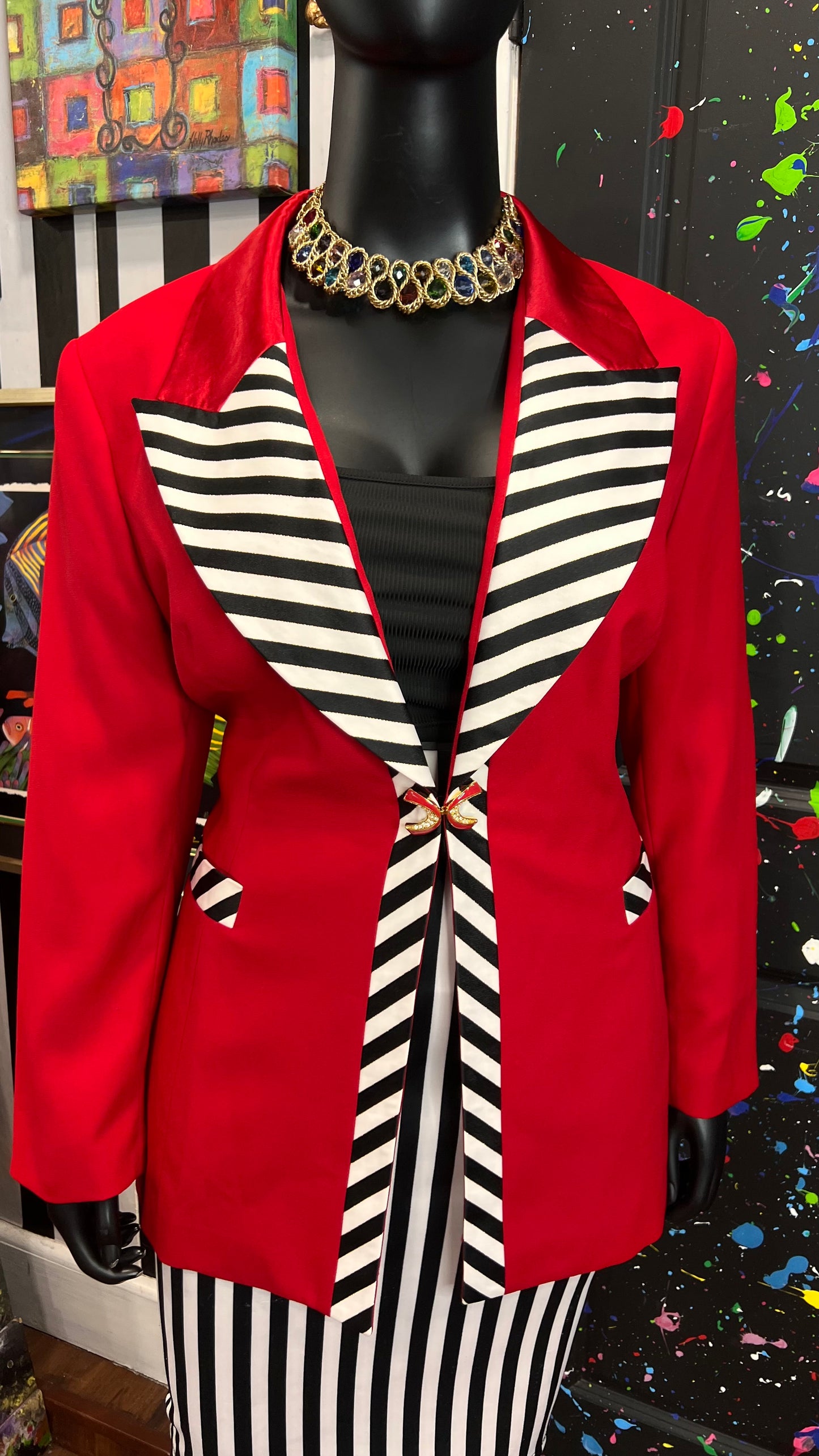 Vintage Red & Striped Blazer (22)
