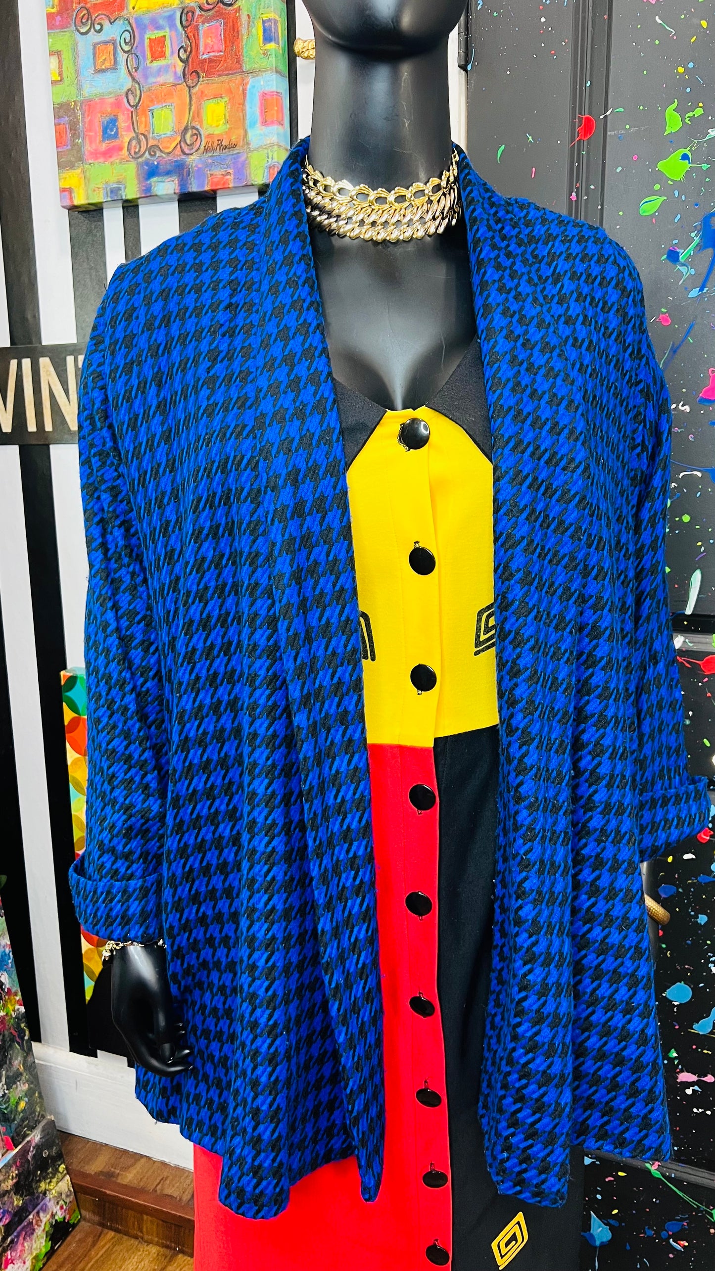 Vintage HoundsTooth Open Swing Coat (22)