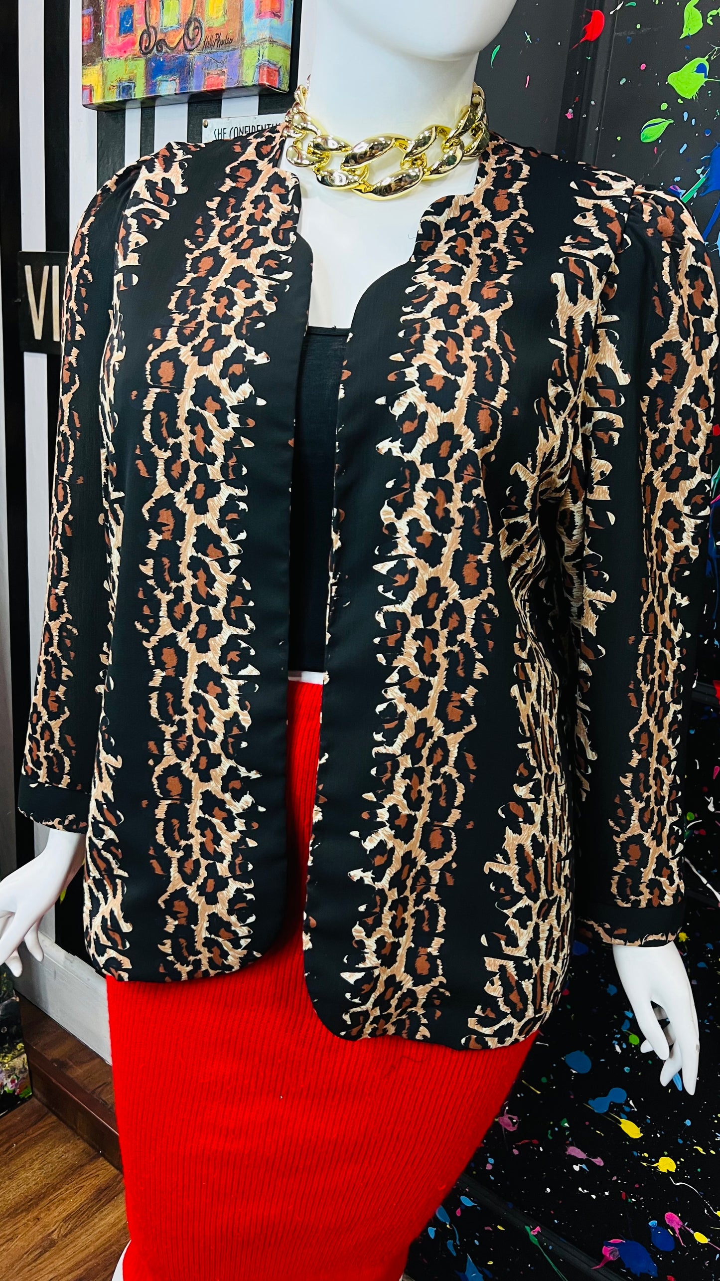 Vintage Animal Print Open Duster (18W)