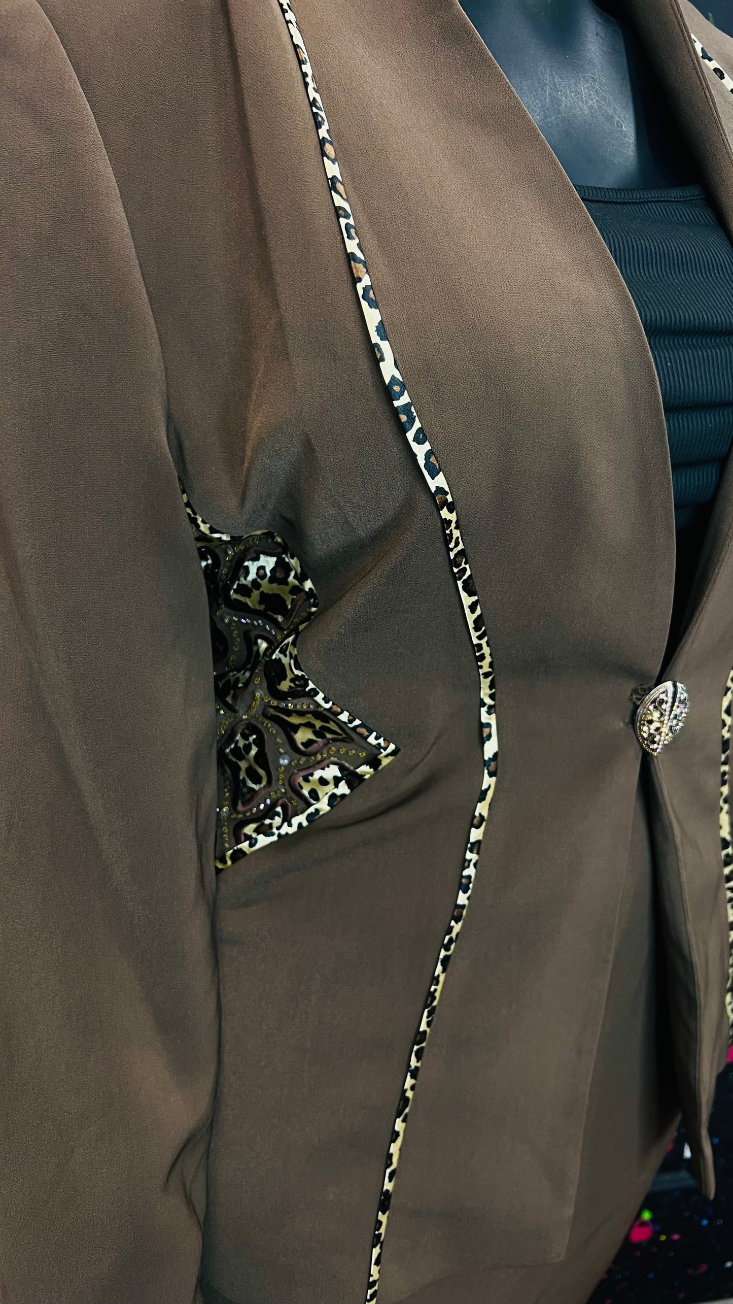 Vintage Chocolate & Animal Print Skirt Suit (18)