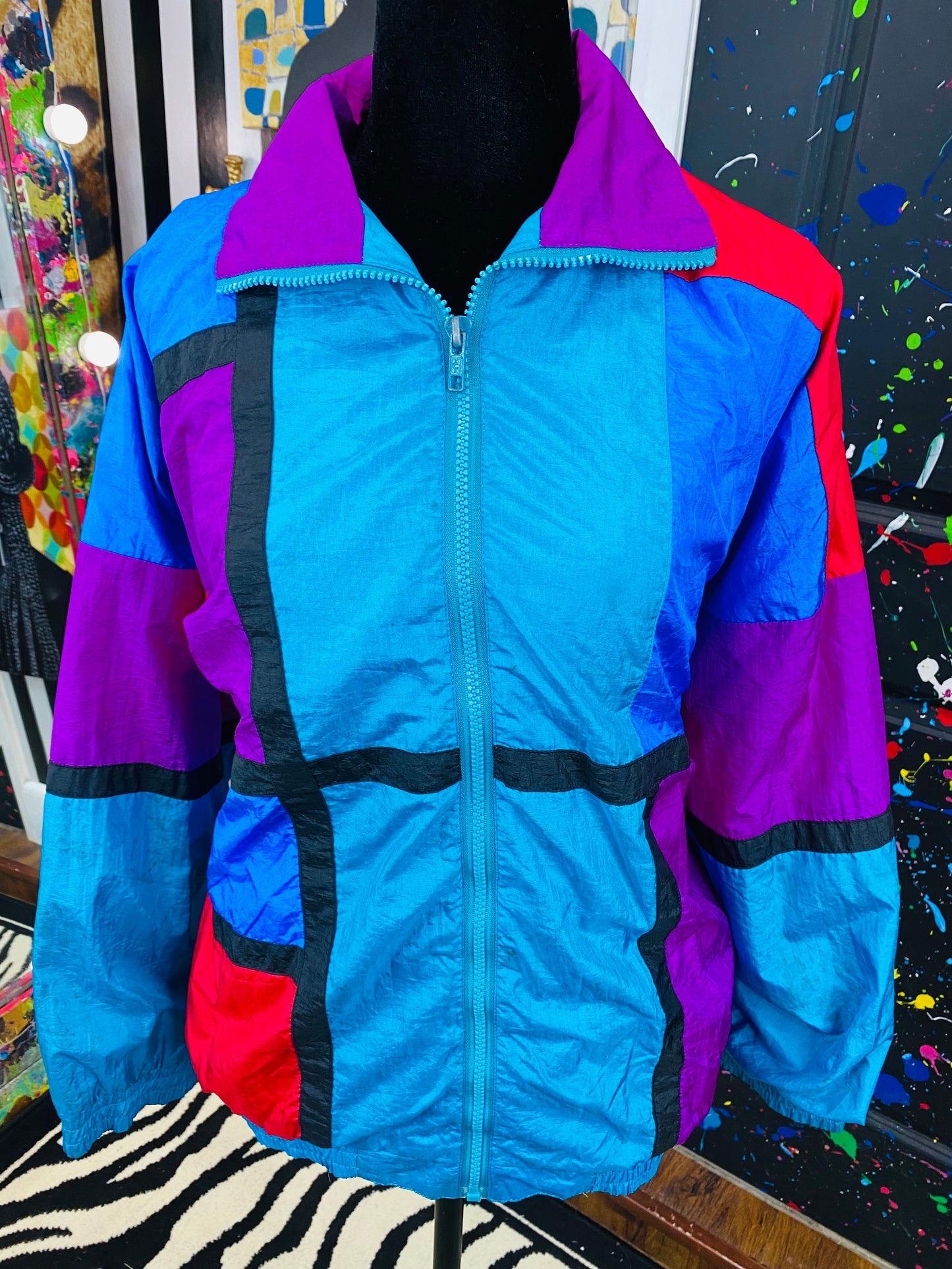 Vintage Colorblock Windbreaker Jacket