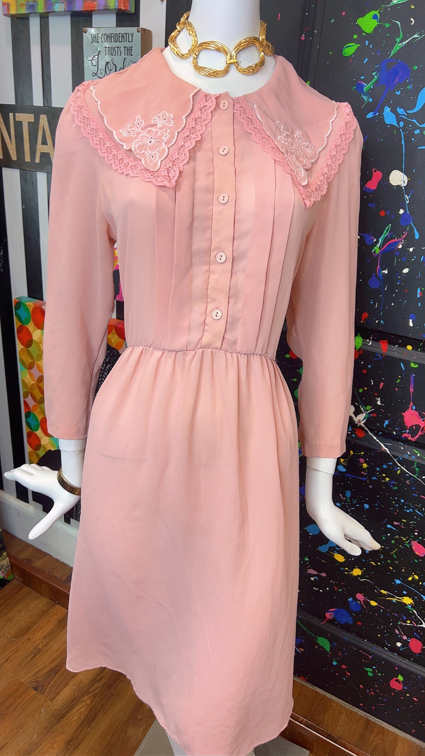 Vintage Blush Pink Dress (14)