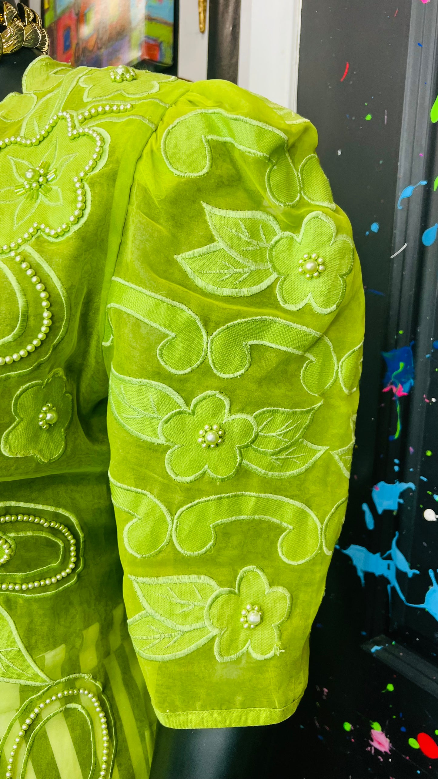 Vintage Green Beaded Blazer (14)