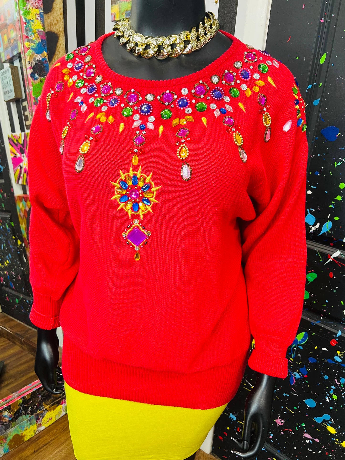 Vintage Red Jewel Sweater (22)