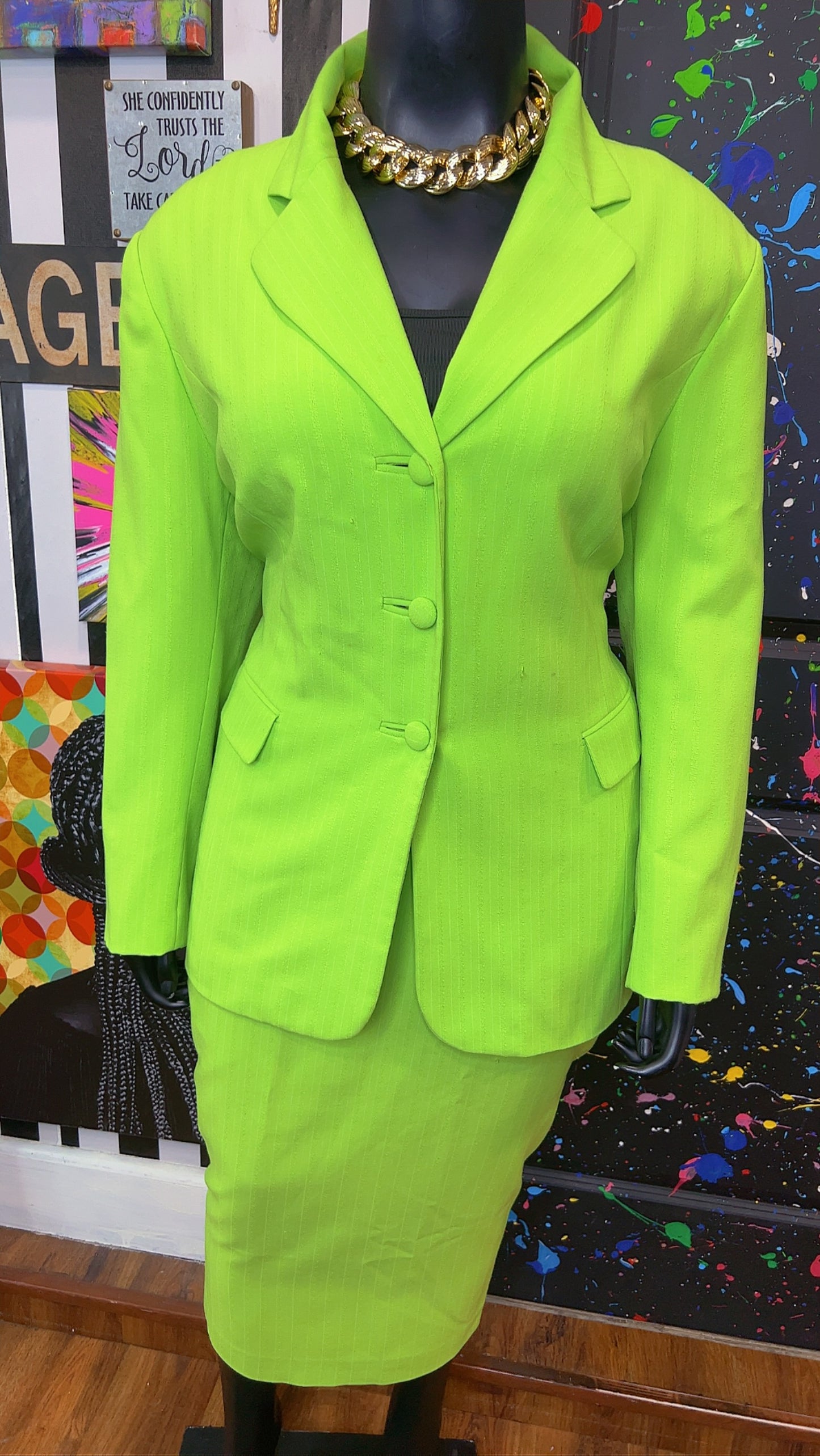 Vintage Green Skirt Suit (20)