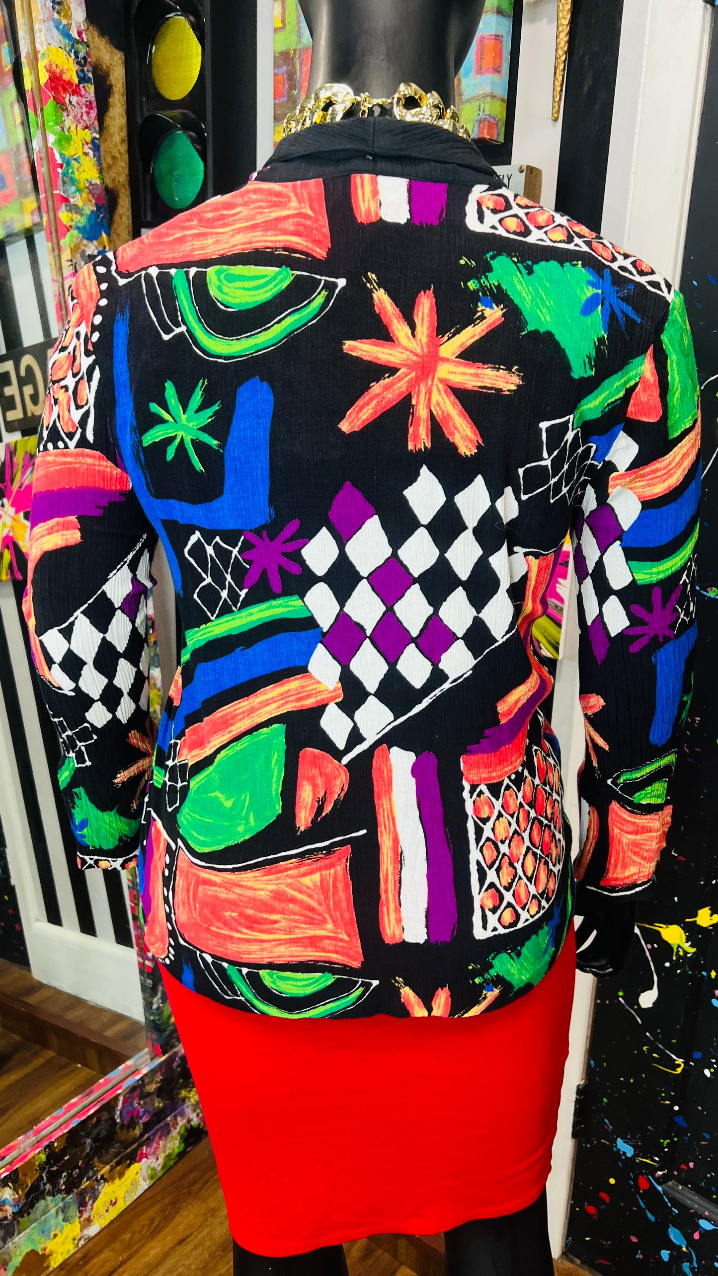 Vintage Rayon Abstract Light Blazer (12/14)