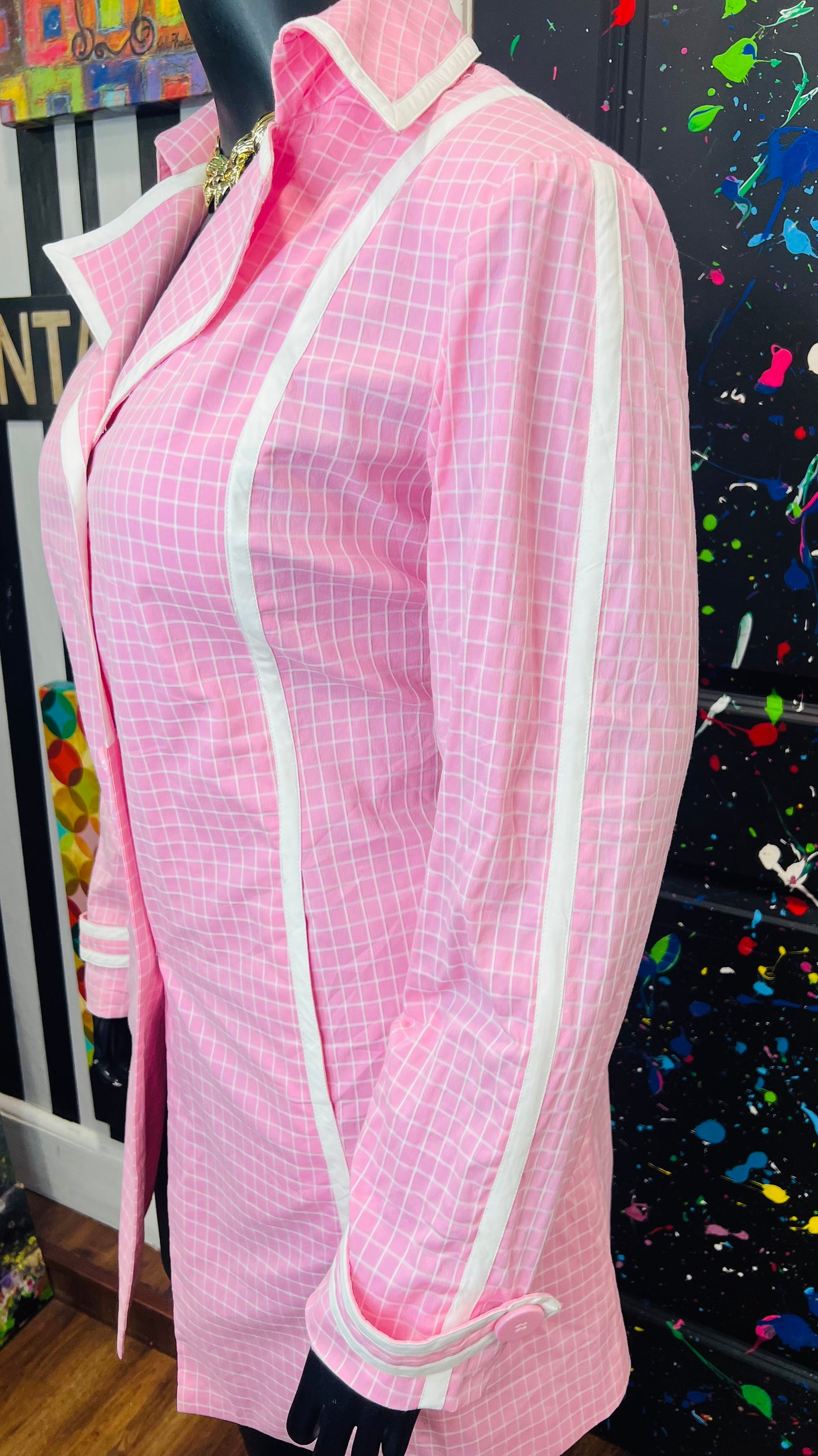 Vintage Pink & White - New w/ Tags Deadstock Trench Coat (16)