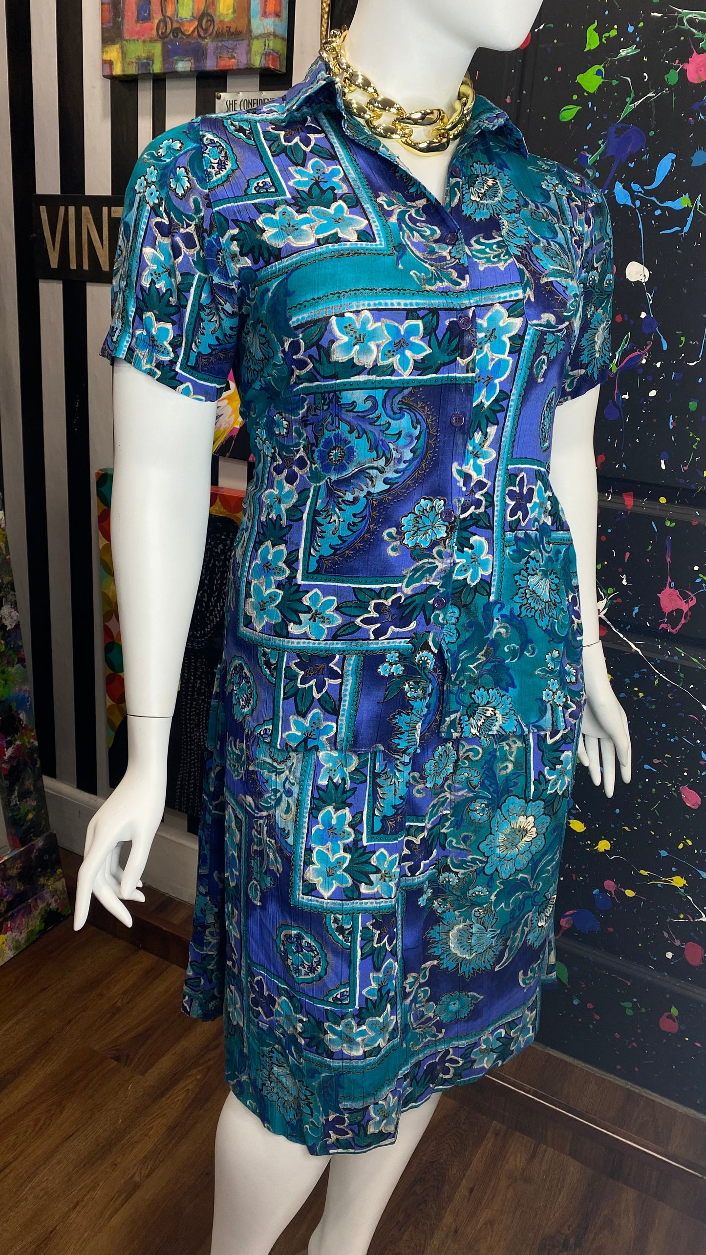 Vintage Abstact Rayon Skirt Set (12)