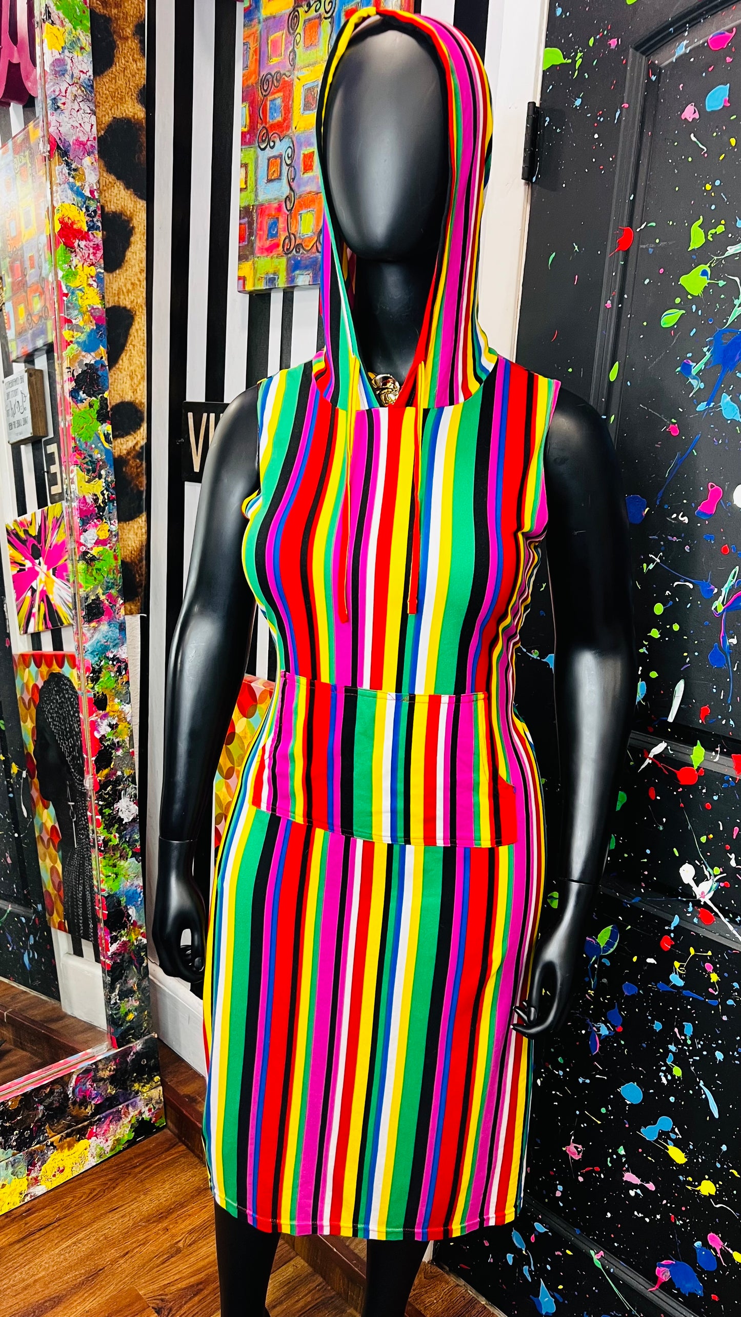 Striped Cotton Hooded Dress (16/18)