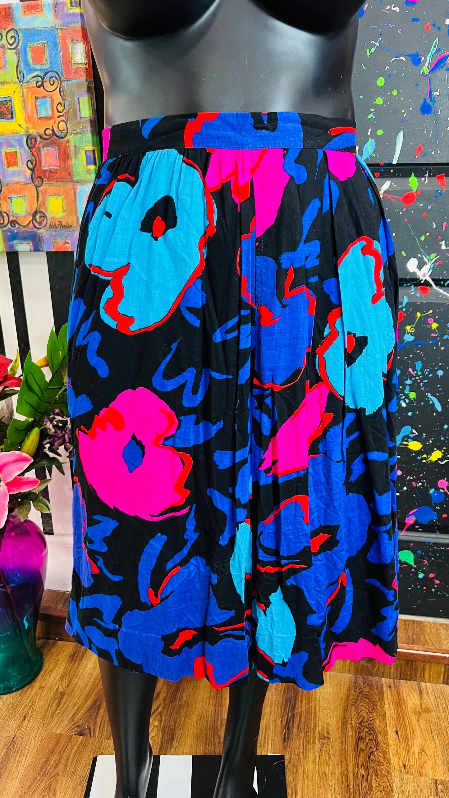 Vintage Rayon Floral Skirt