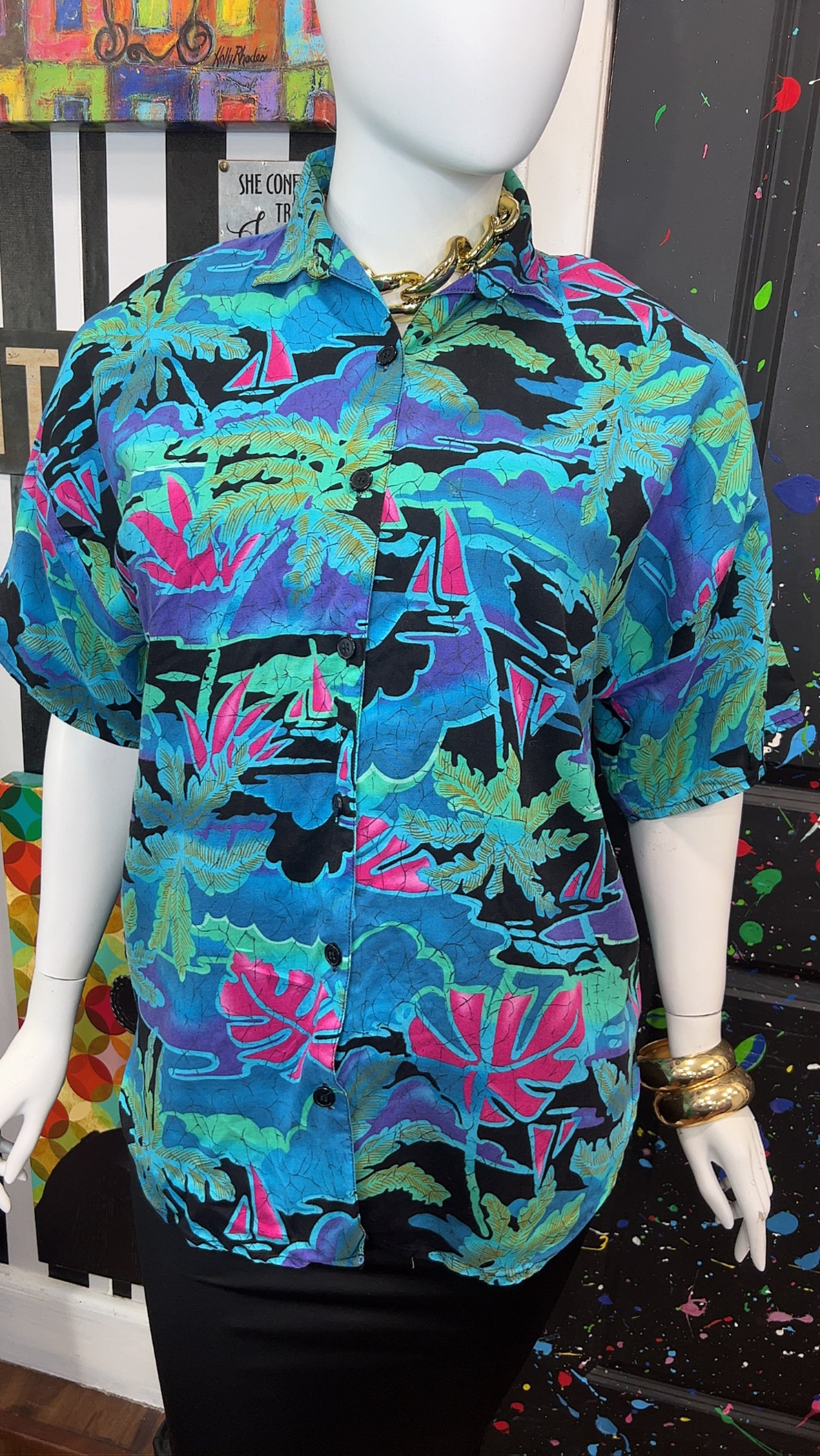 Vintage Rayon Floral Blouse (22)