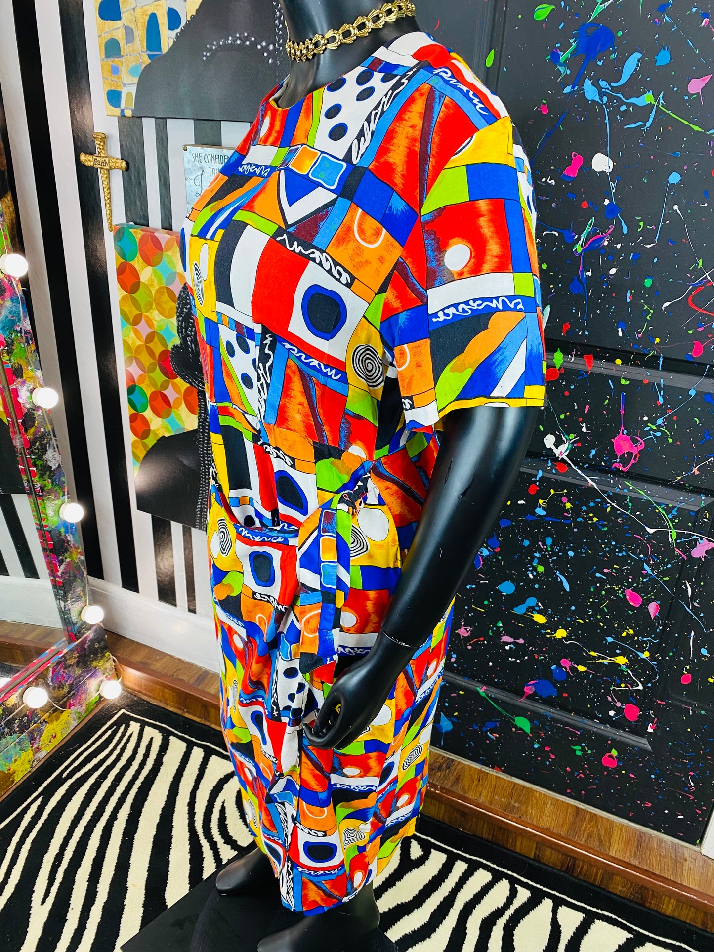 Vintage Multicolored Wraparound Dress