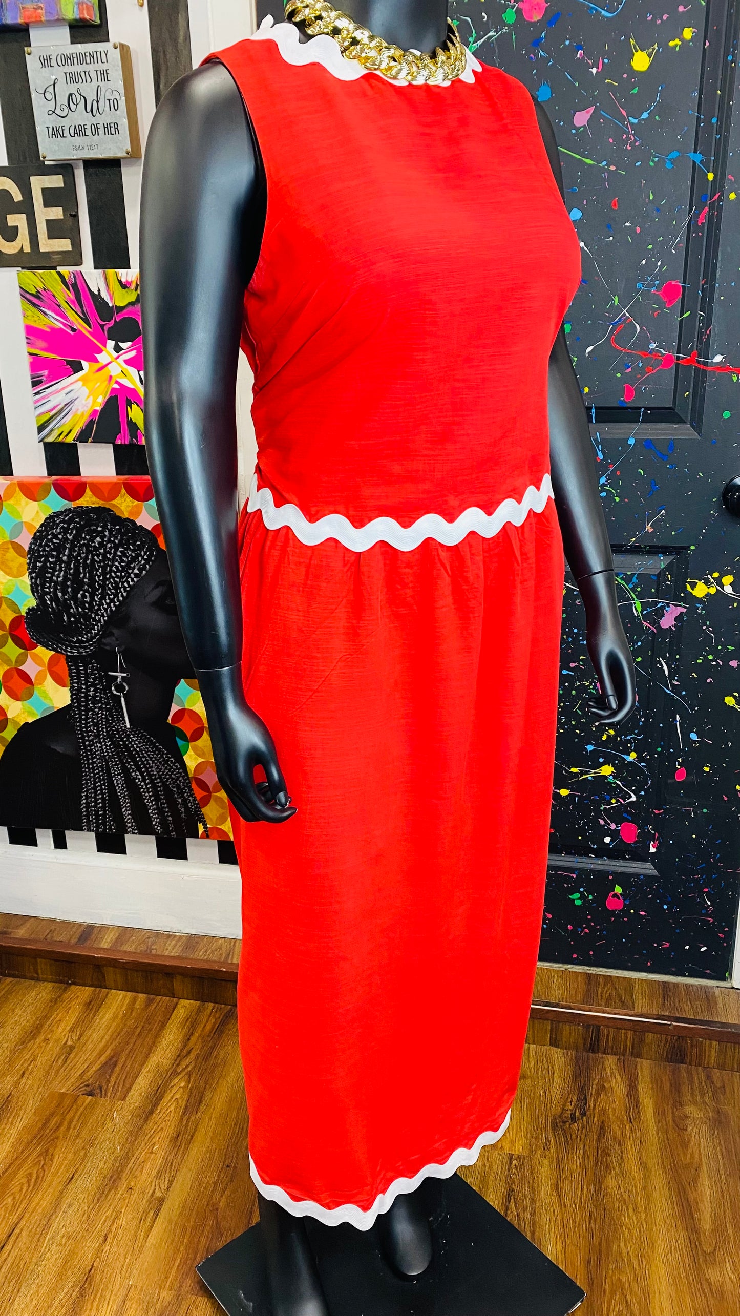 Red & White Skirt Set (14)