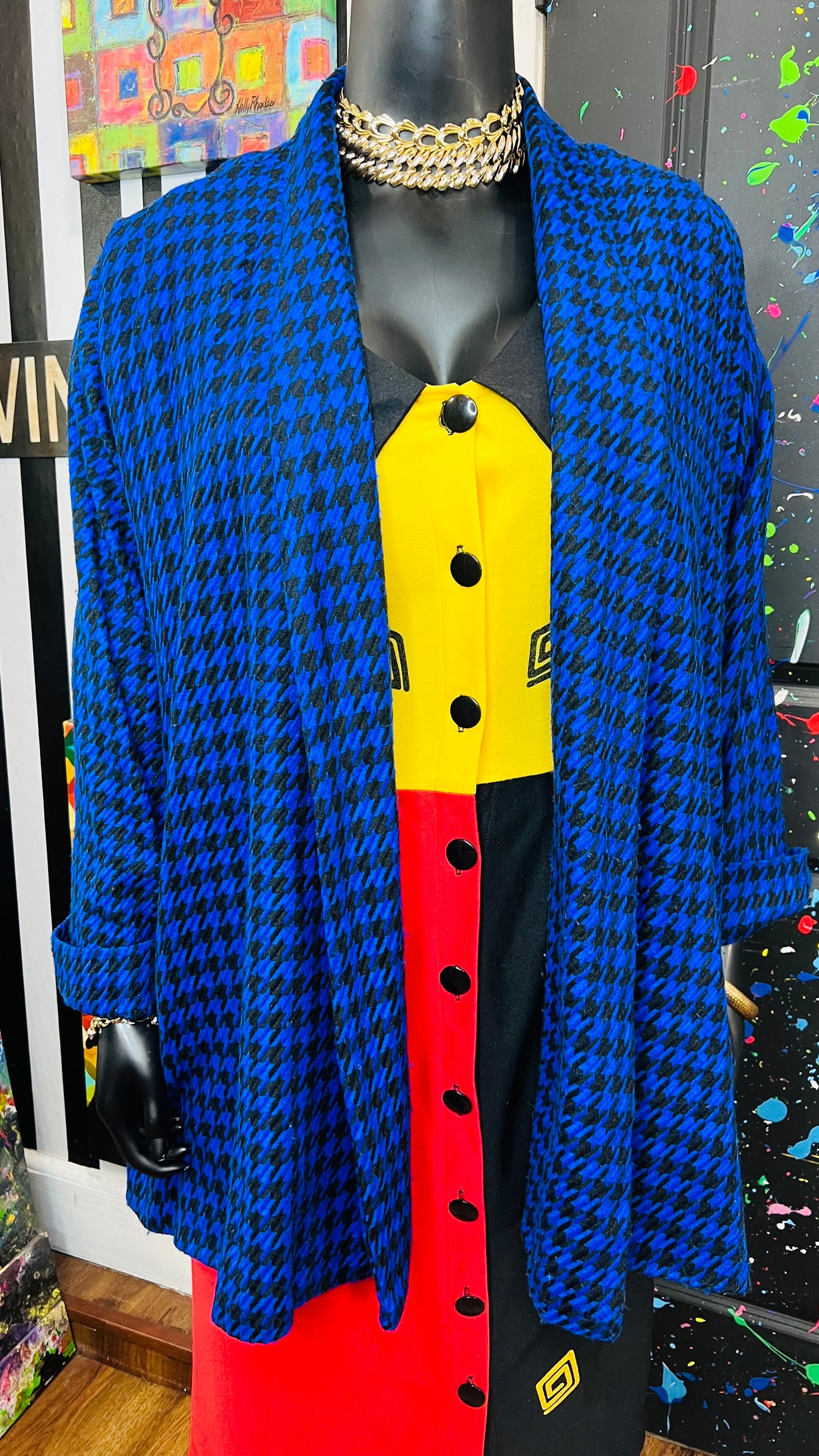 Vintage HoundsTooth Open Swing Coat (22)