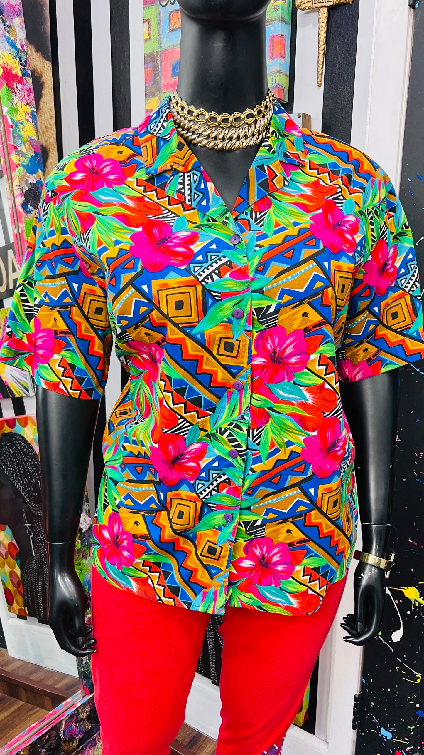 Vintage Abstract Cotton Blouse (22)