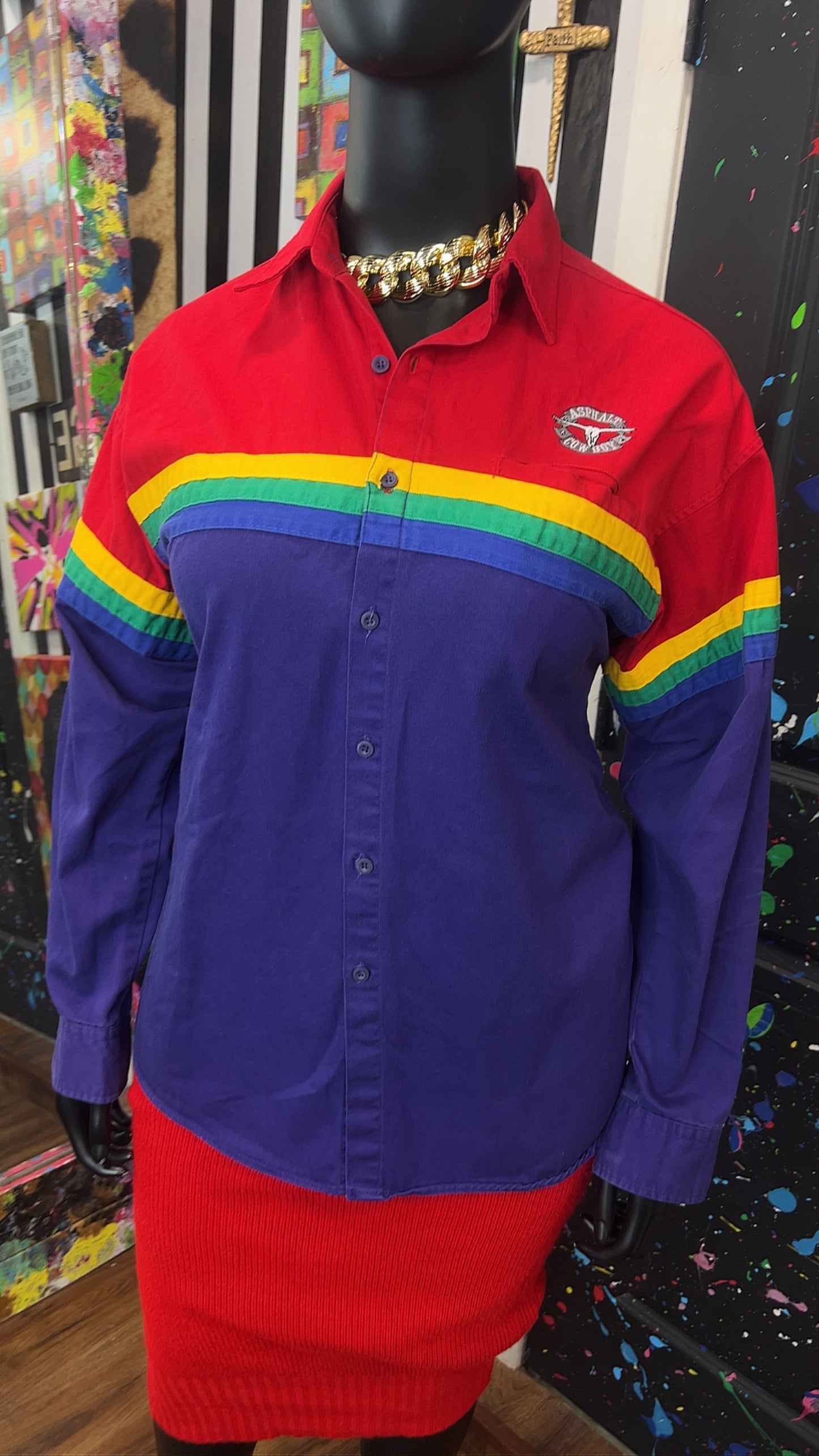 Vintage Rainbow Western Blouse (14)