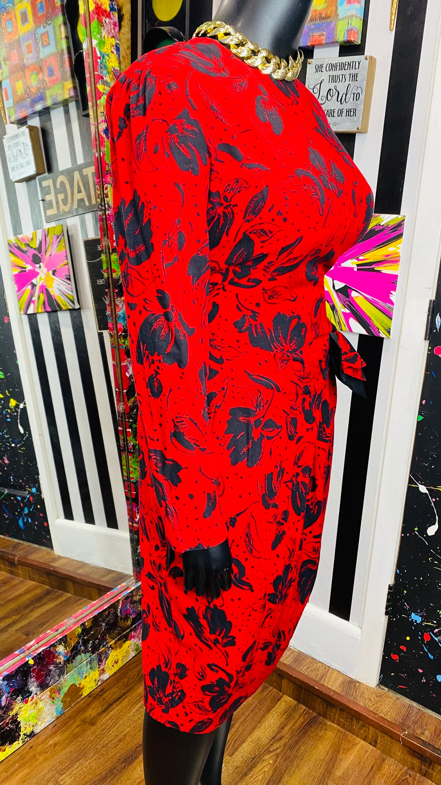 Vintage Floral Bow Dress (24)