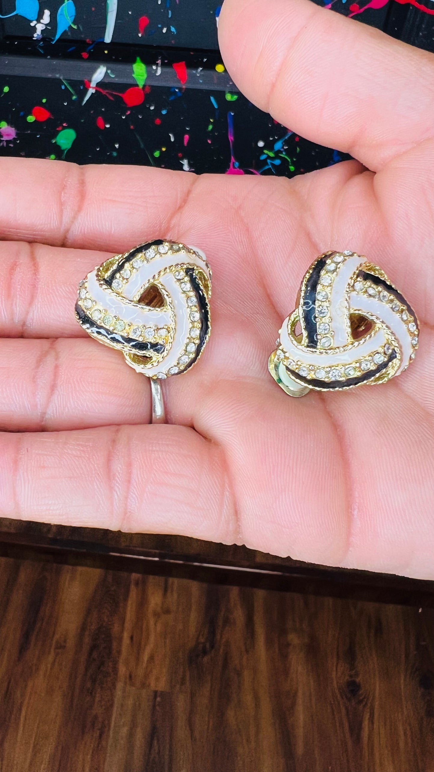 Vintage Metal Gold Tone Pretzel Style Clip on Earrings