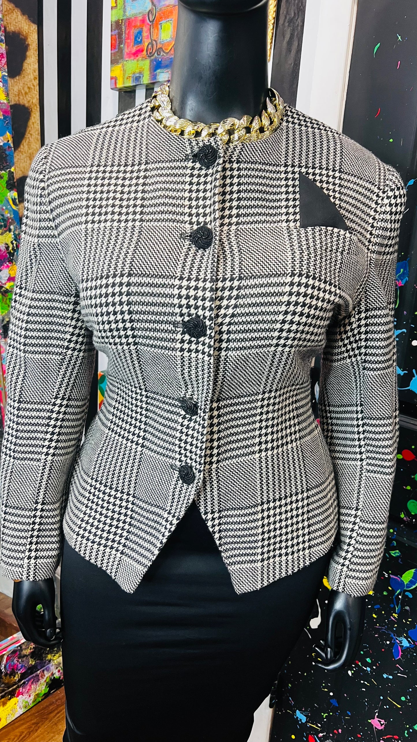 Vintage Black & White Cropped Blazer (18W)