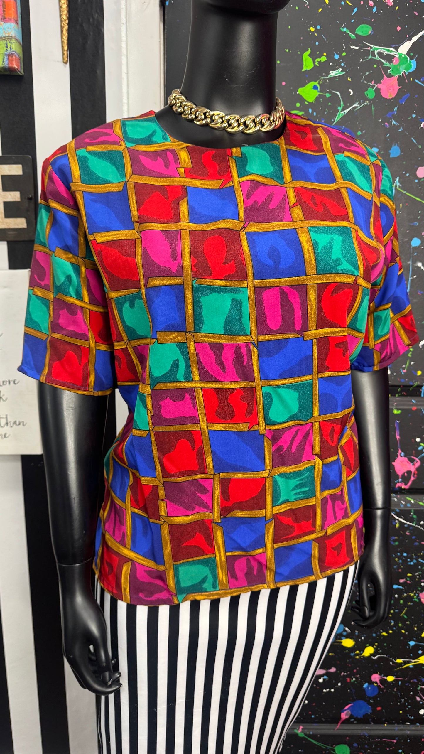 Vintage Abstract Squares Blouse (22)