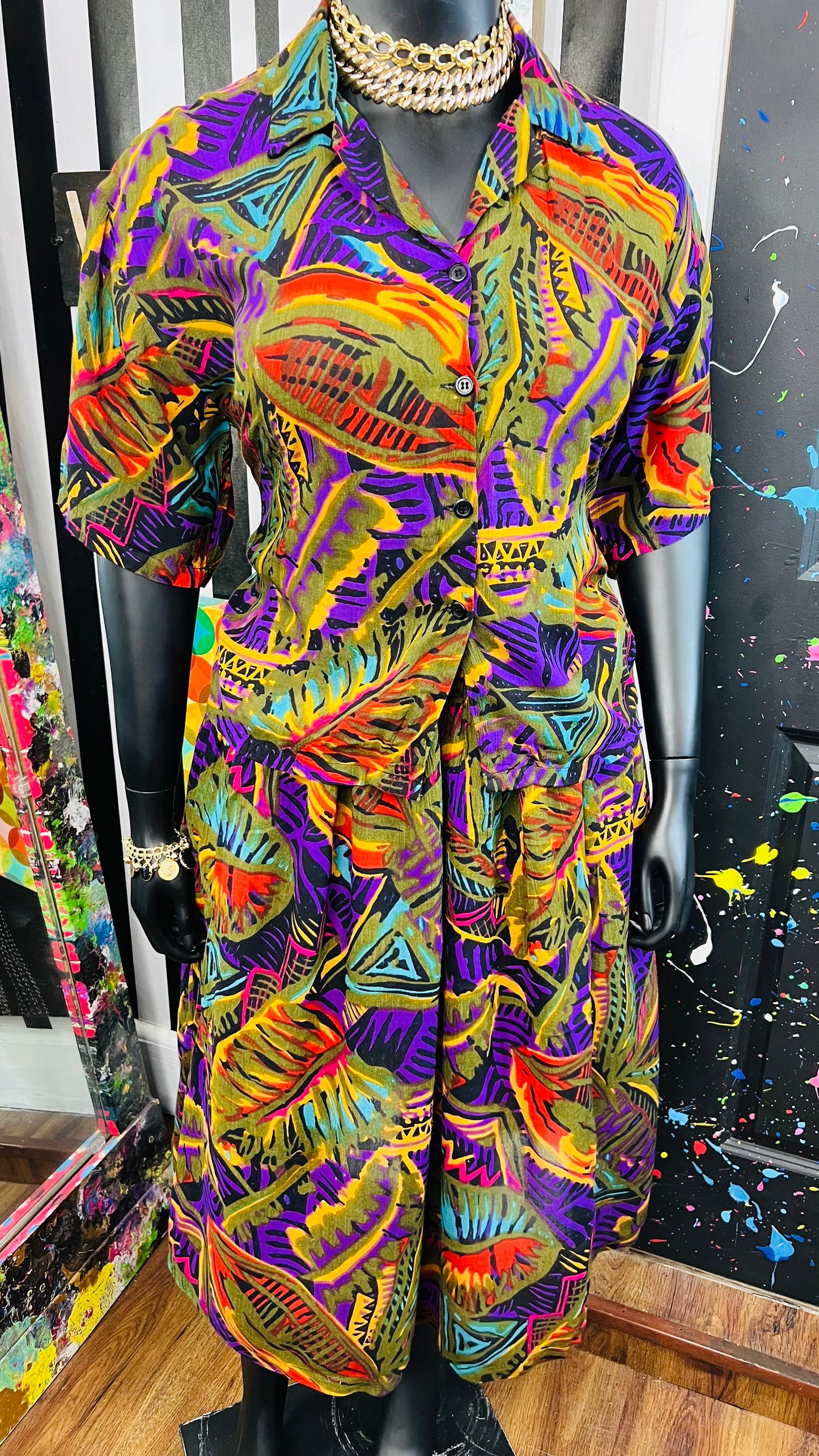 Vintage 90’s Rayon Skirt Set (20)