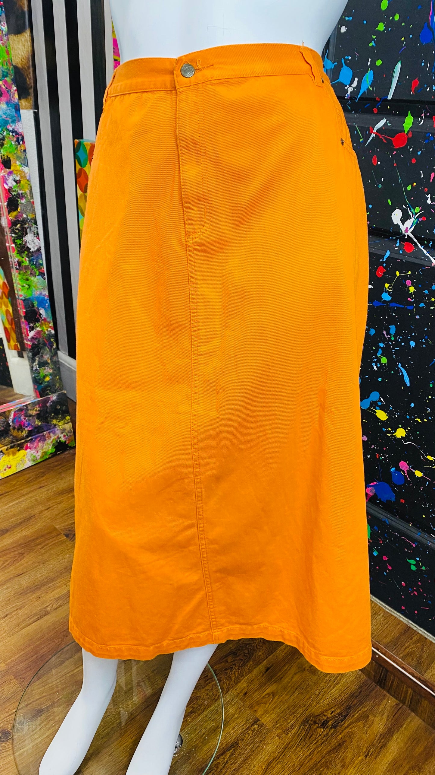 Vintage Orange Denim Skirt (26WT)