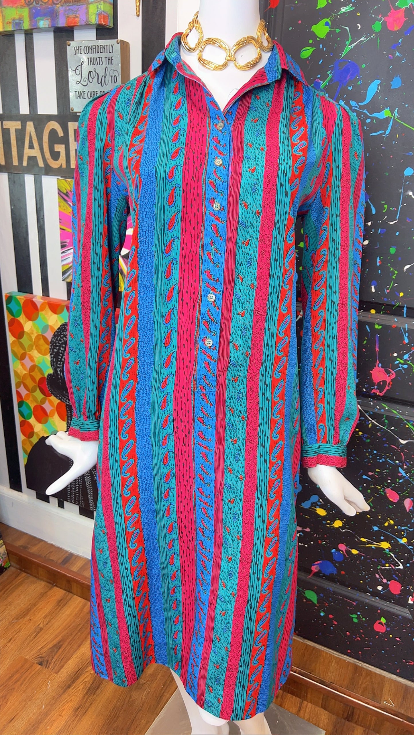 Vintage Paisley Print Dress (14)