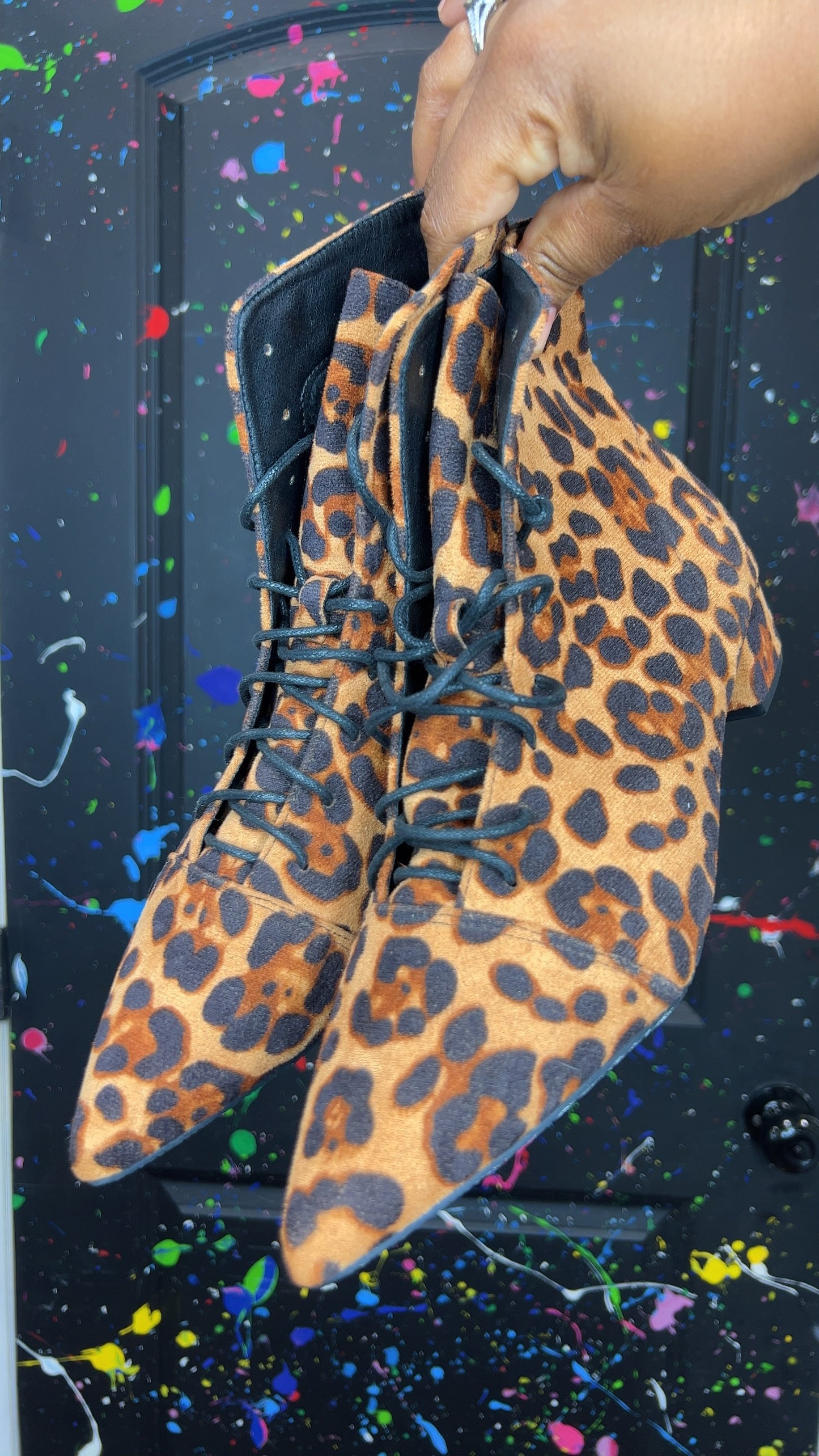 Cheetah Print Lace Up Boots (11)