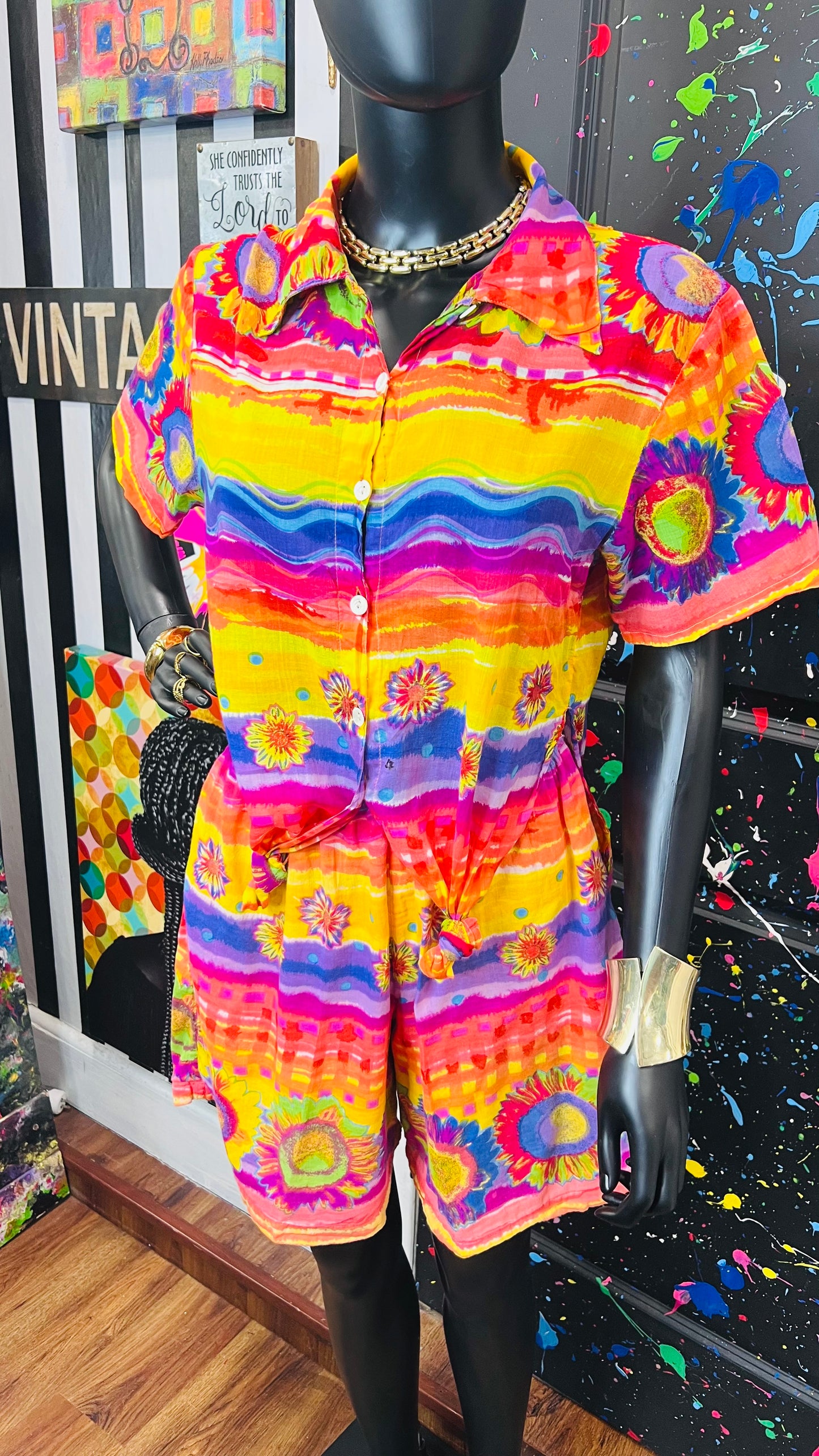 Vintage Rayon Beach Shorts Set (12)