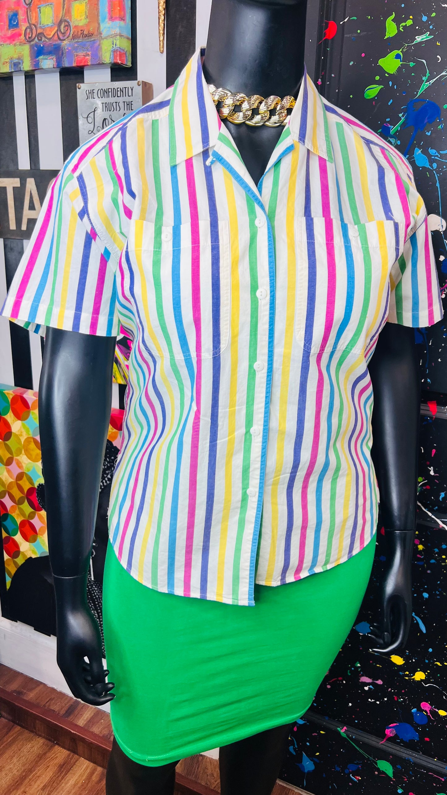 Vintage Cotton Striped Blouse (14)