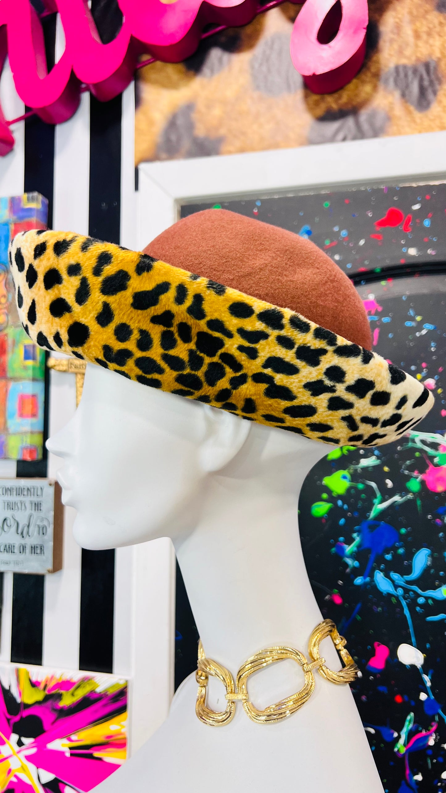 Vintage Wool & Animal Print Dead Stock Wool Hat