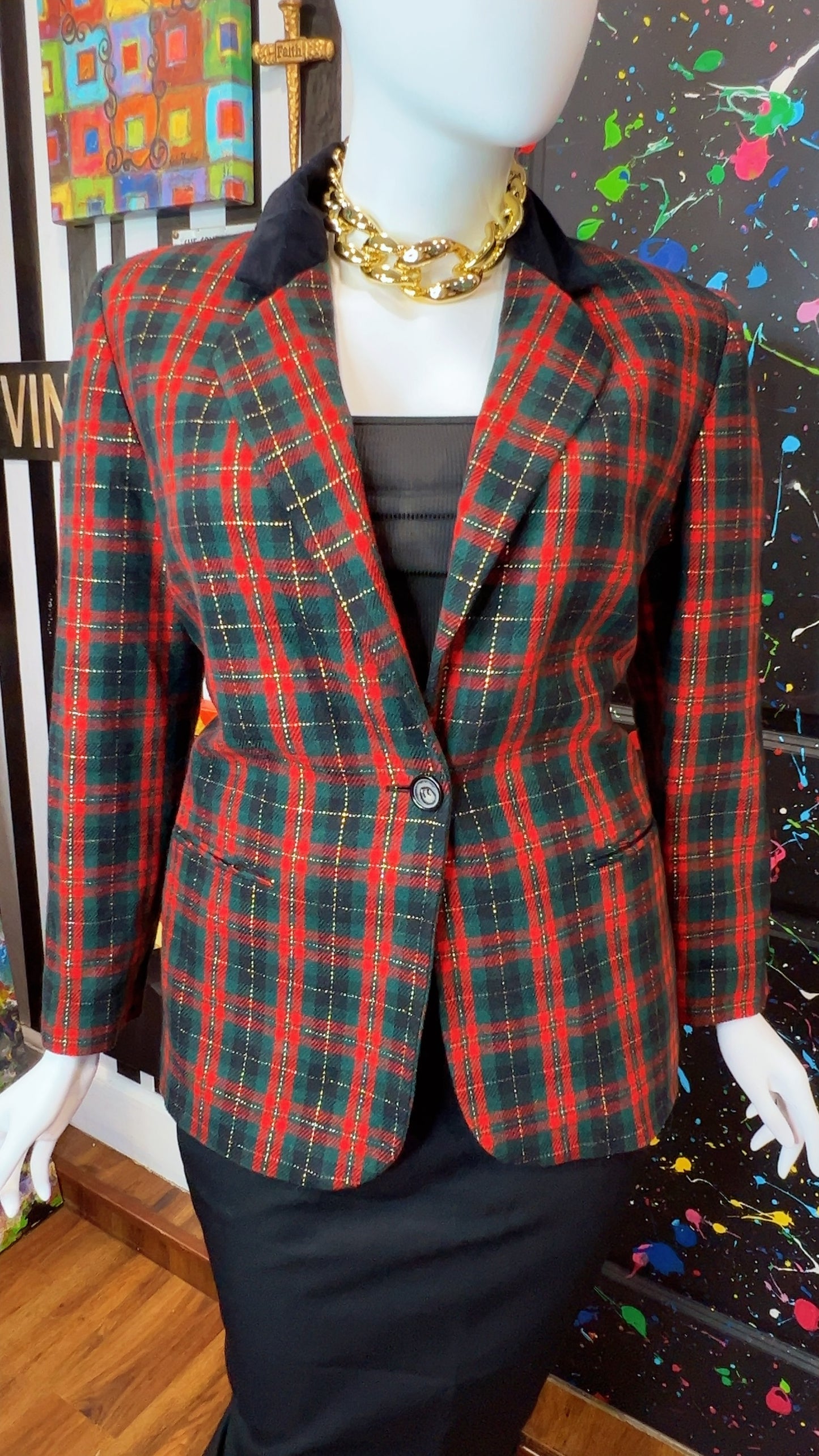 Vintage Plaid Wool Blazer (18)