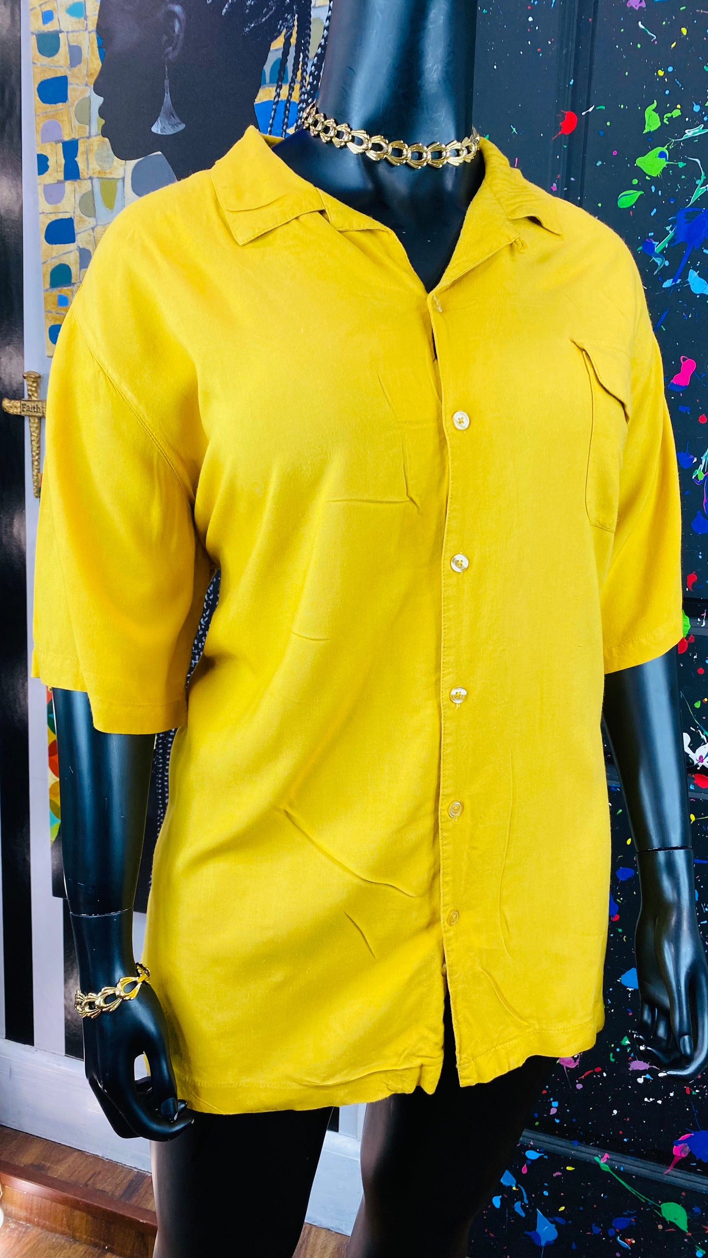 Gold Short Sleeve Blouse