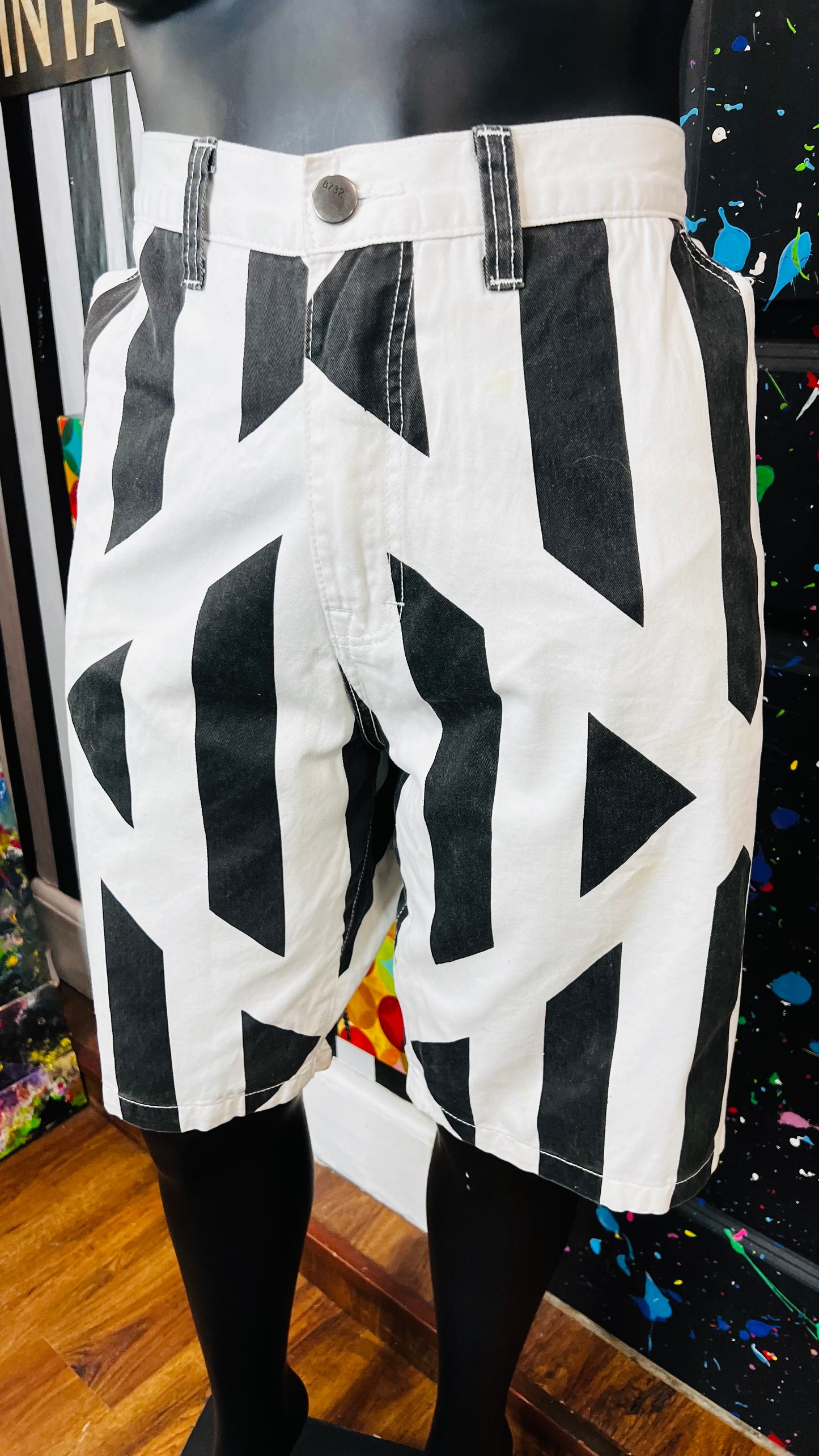 Vintage Denim Black & White Shorts (16)