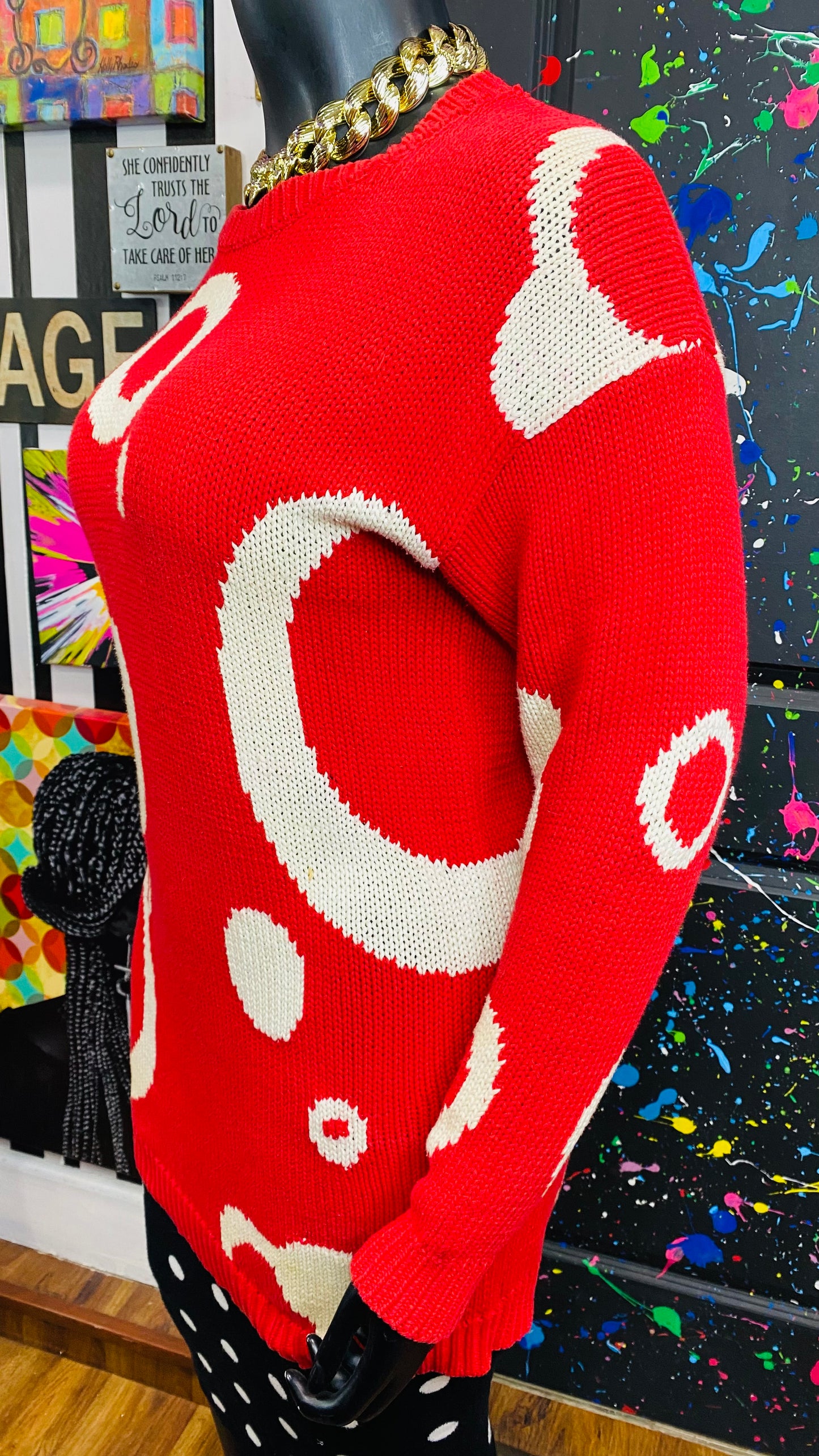 Vintage Red & White Circles Sweater (16)
