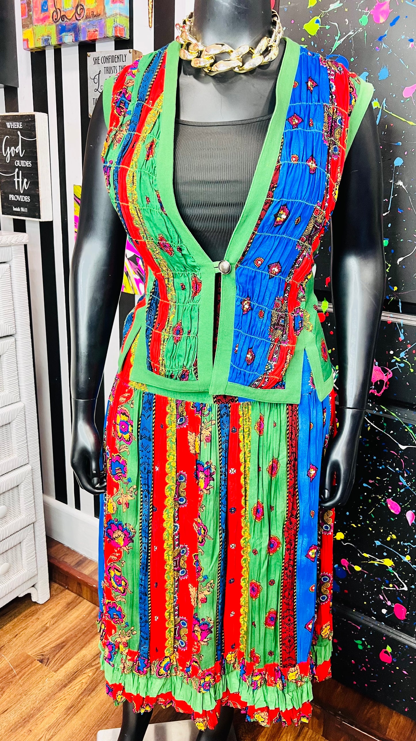 Vintage Rayon Vest & Skirt Set (16)