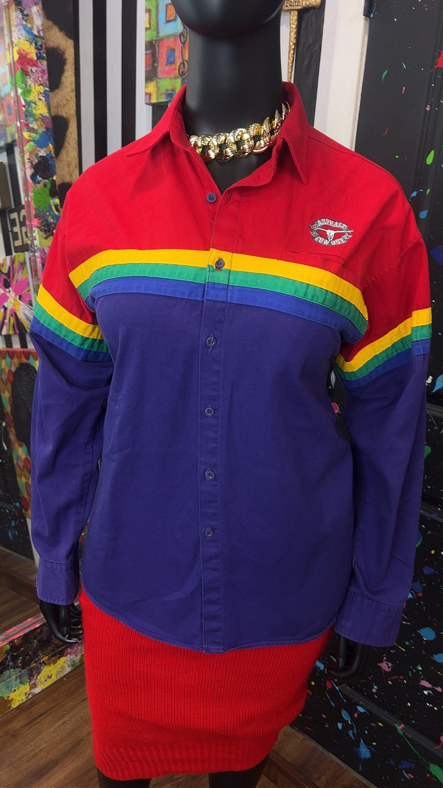 Vintage Rainbow Western Blouse (14)